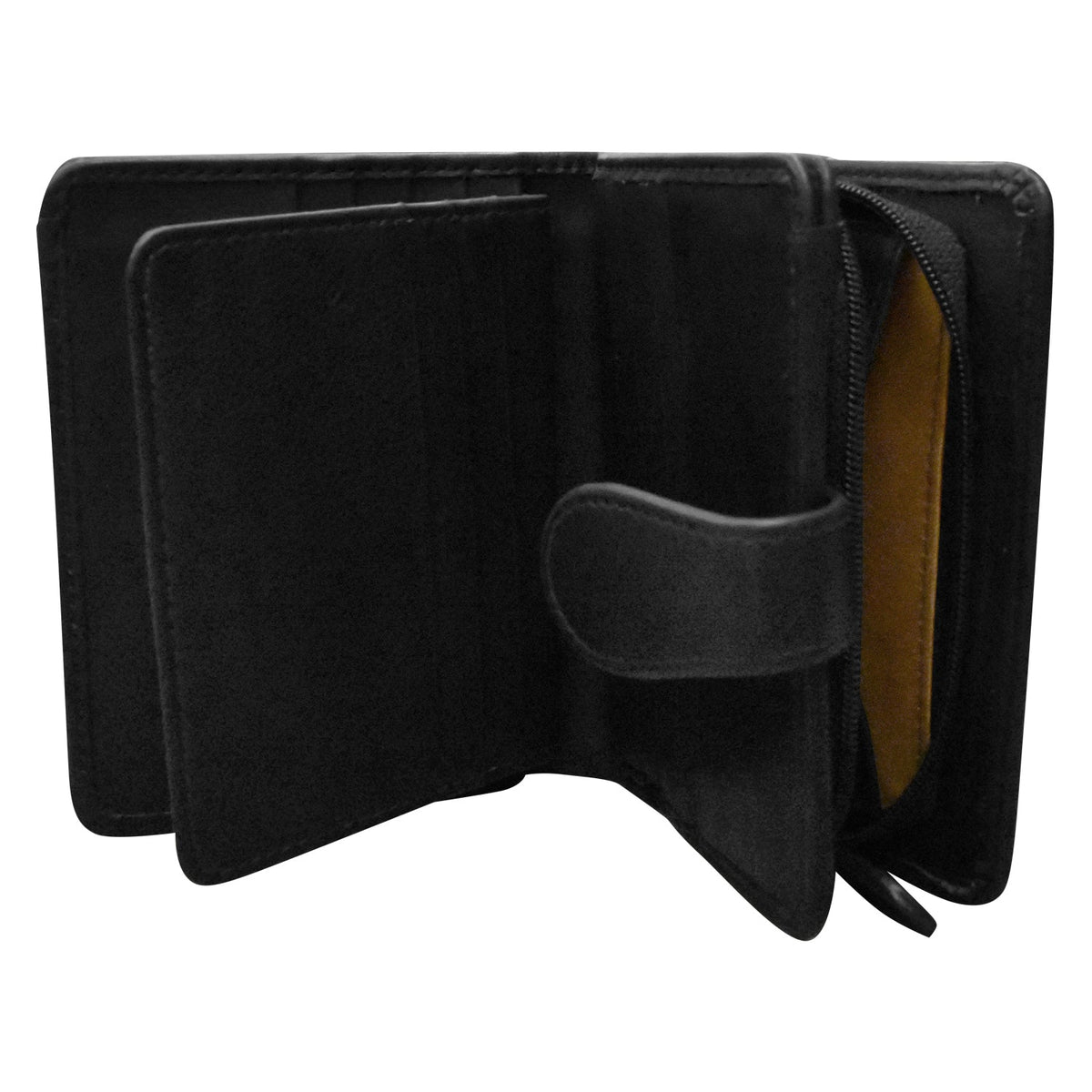 Black leather wallet on a white background