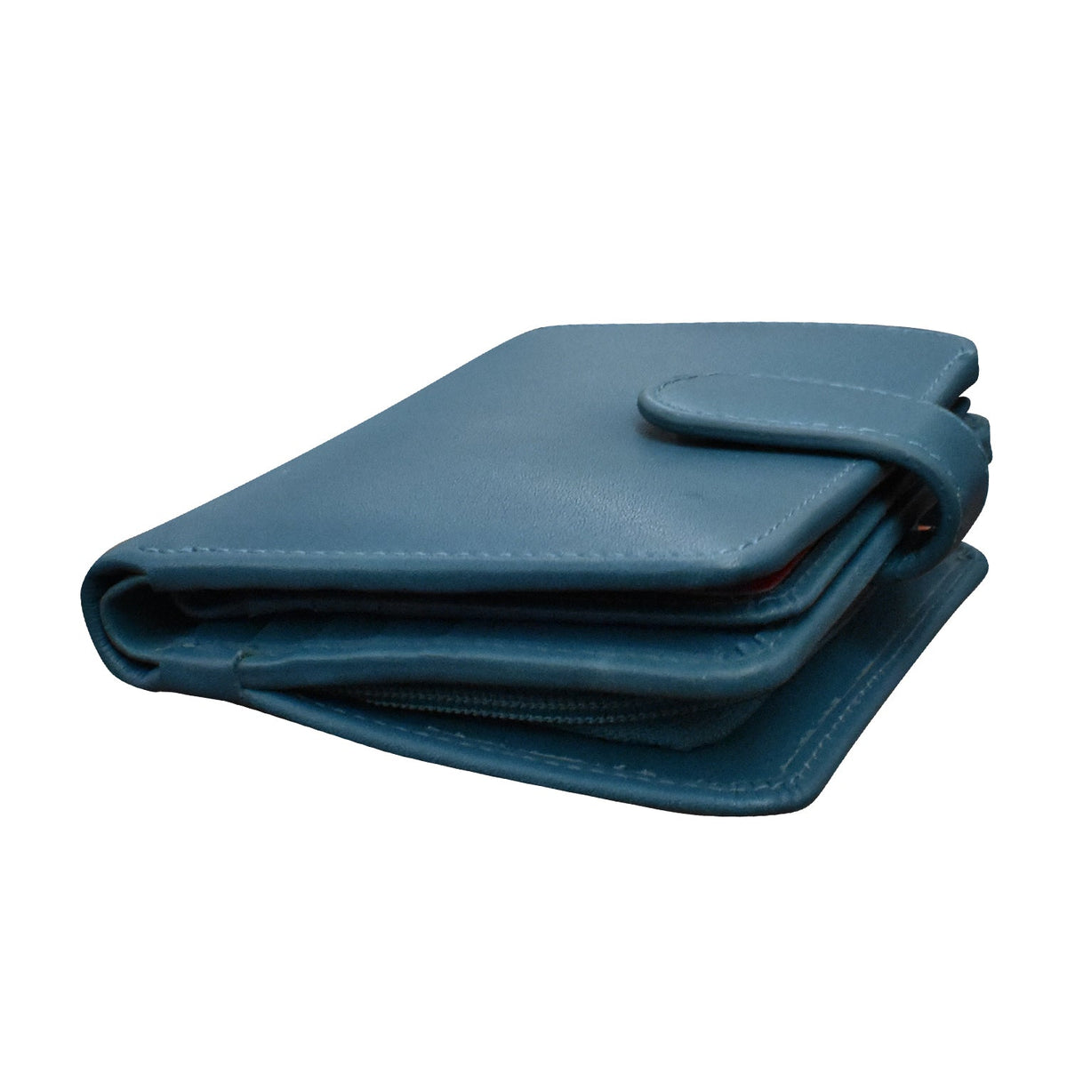 Blue leather wallet on a white background