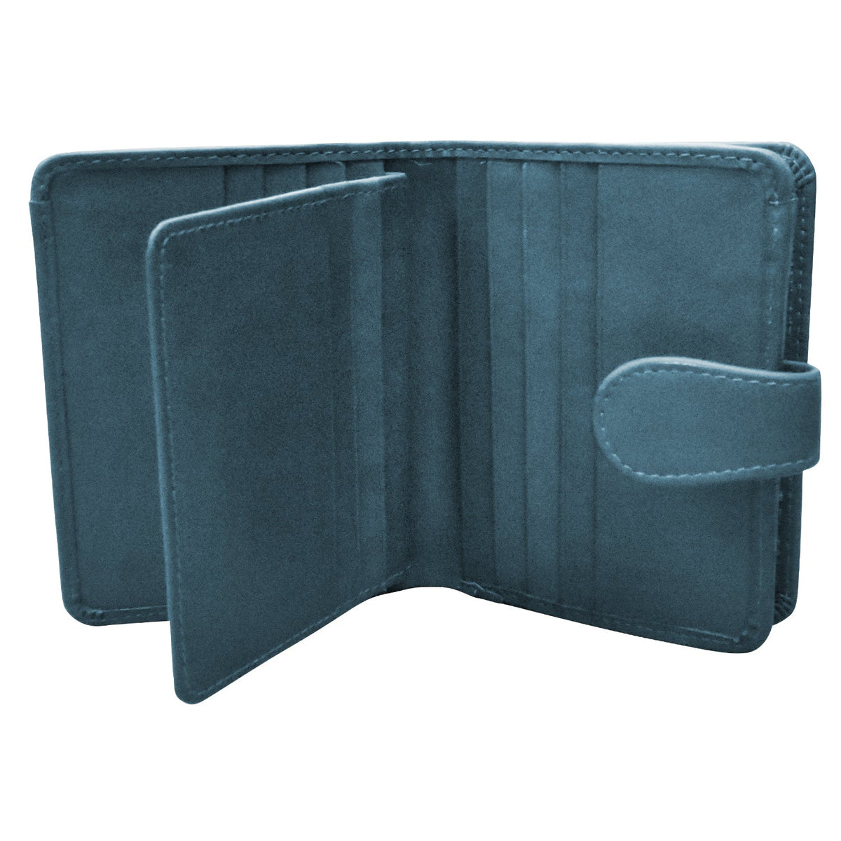 Blue leather wallet on a white background