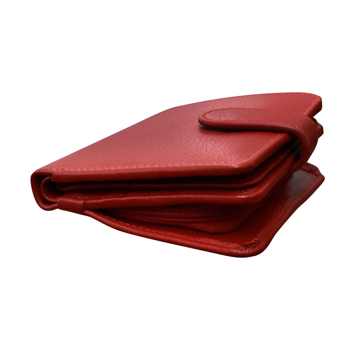 Red leather wallet on a white background