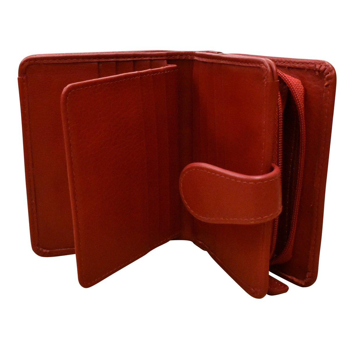 Red leather wallet on a white background