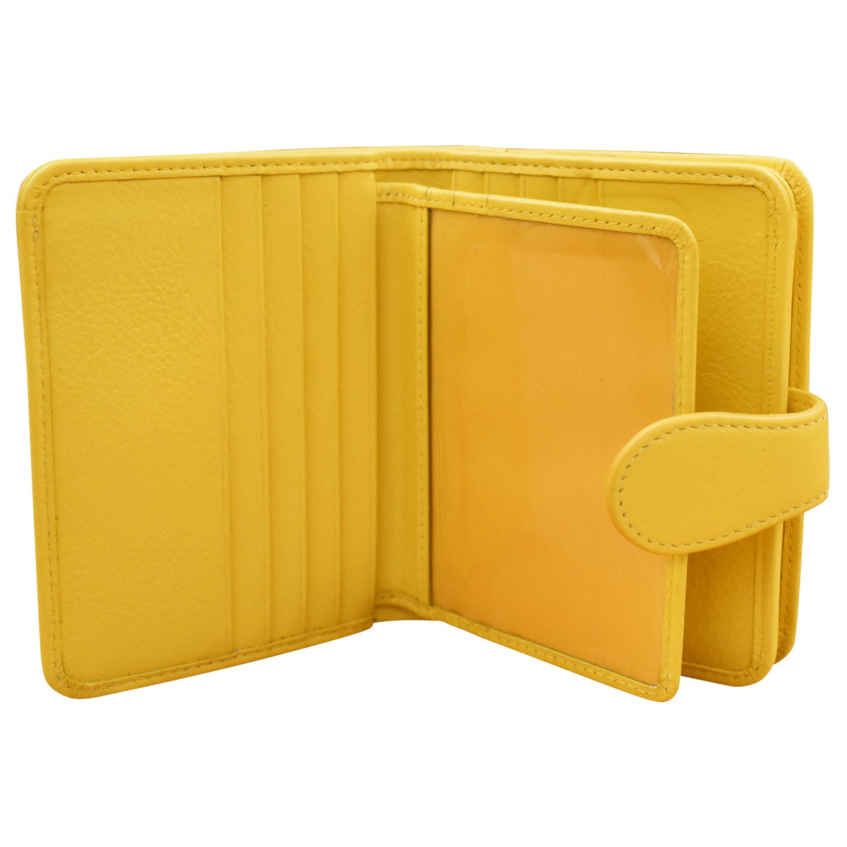 Yellow wallet open on a white background