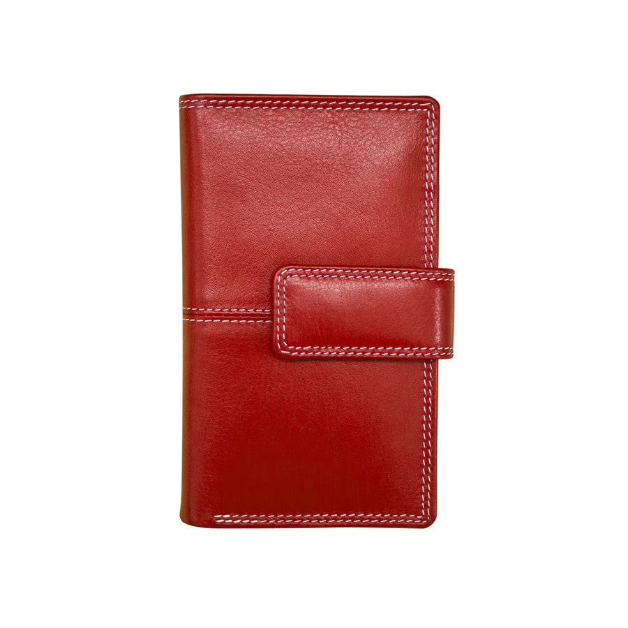 Red leather wallet on a white background