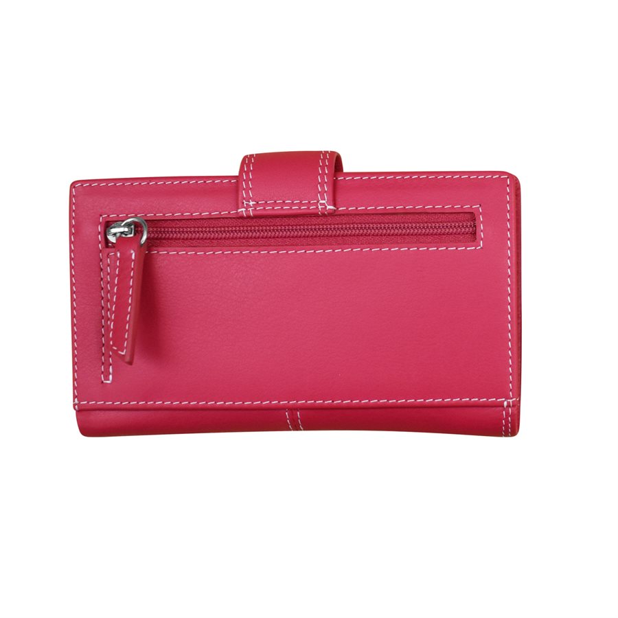 Pink wallet with a zipper on a white background