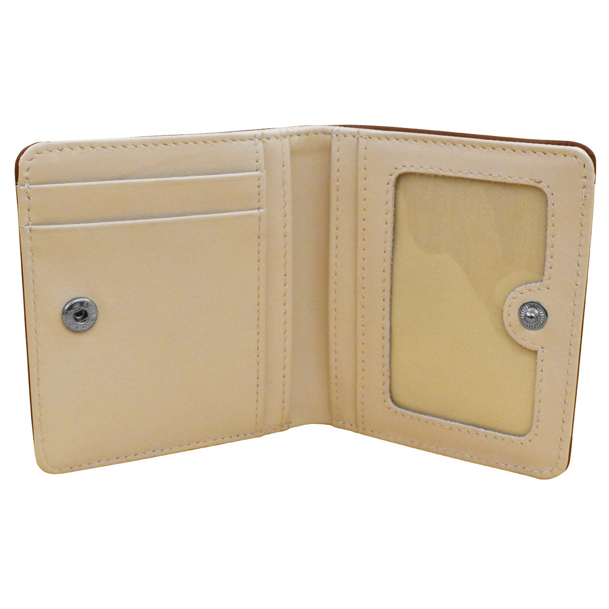 Beige wallet with a card holder on a white background