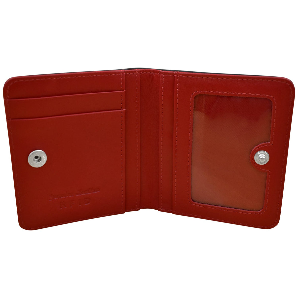 Red leather wallet with a card holder on a white background