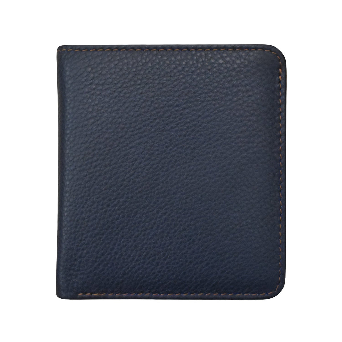 Navy blue leather wallet on a white background