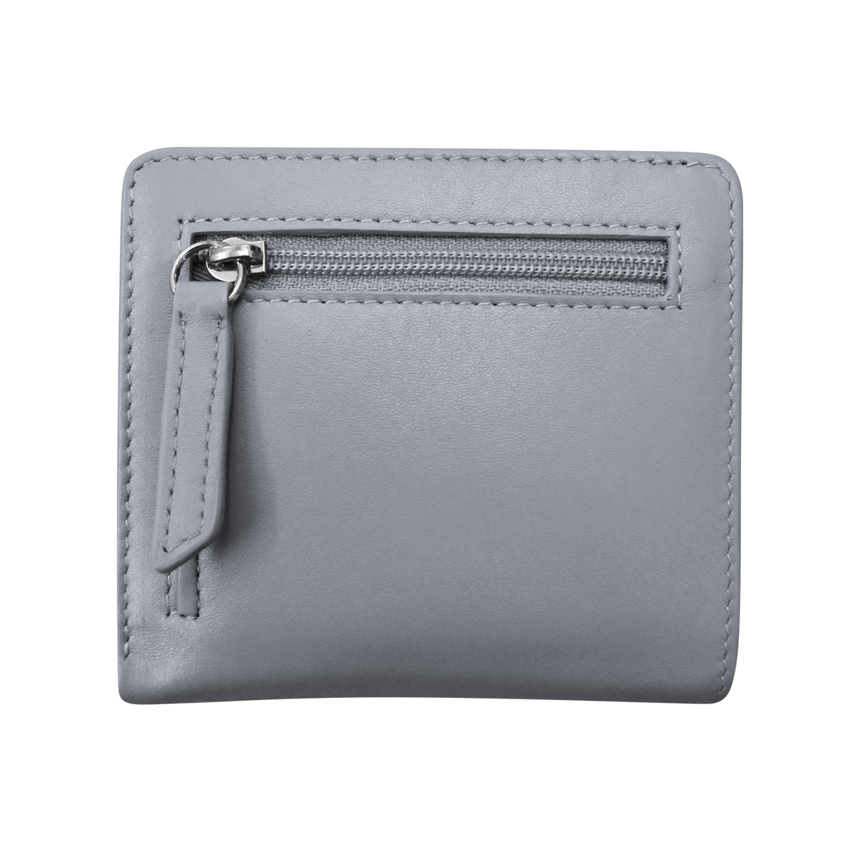 Gray wallet with a zipper on a white background