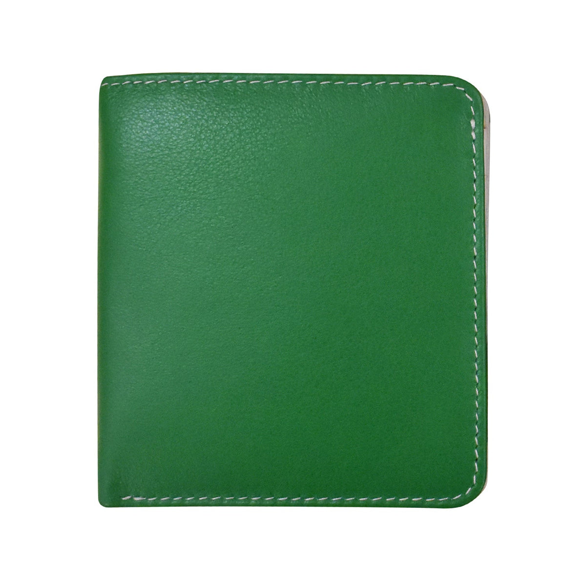 Green leather wallet on a white background