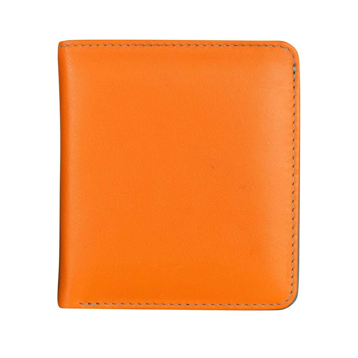 Orange leather wallet on a white background