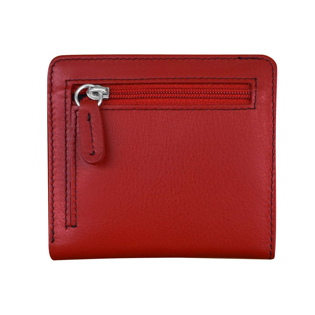 Red wallet with a zipper on a white background