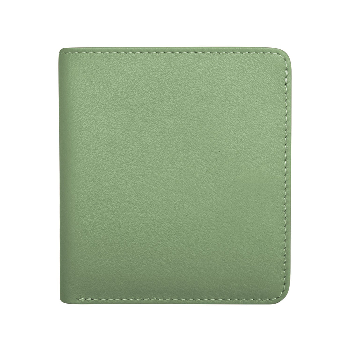 Green leather wallet on a white background