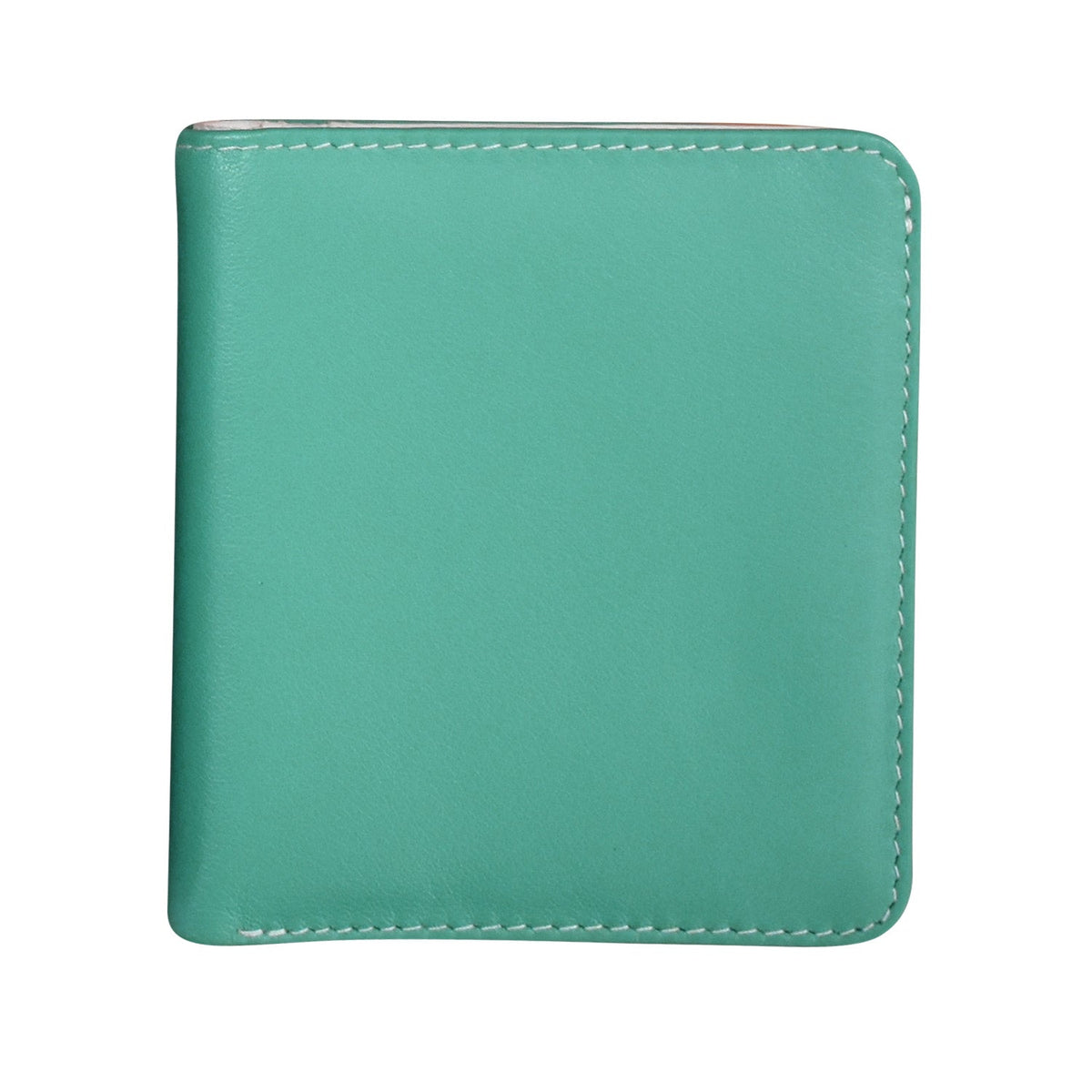 Green leather wallet on a white background