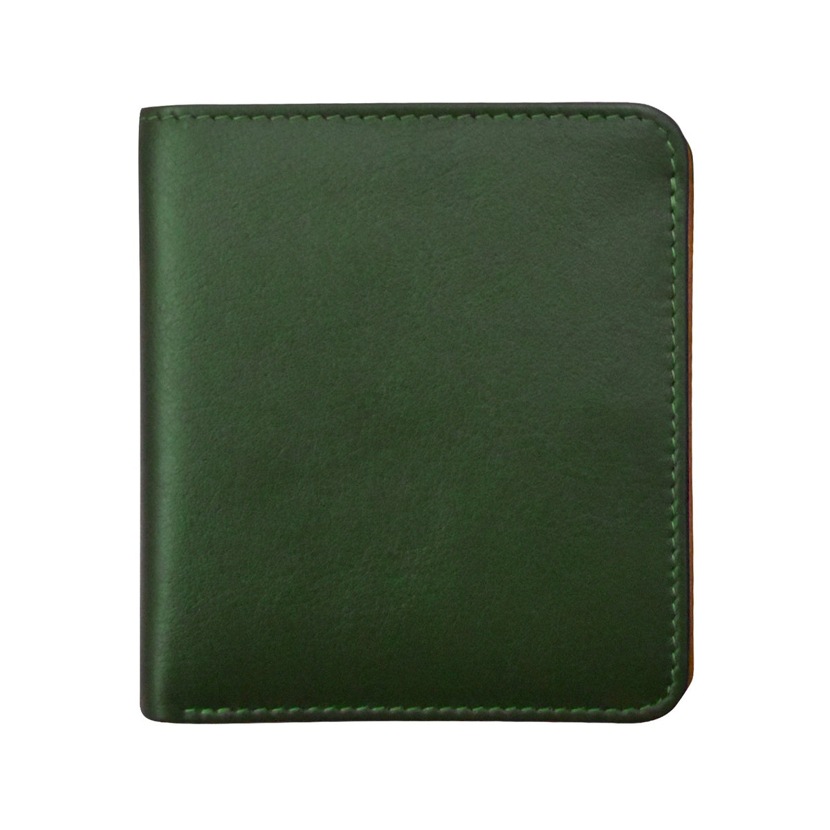 Green leather wallet on a white background