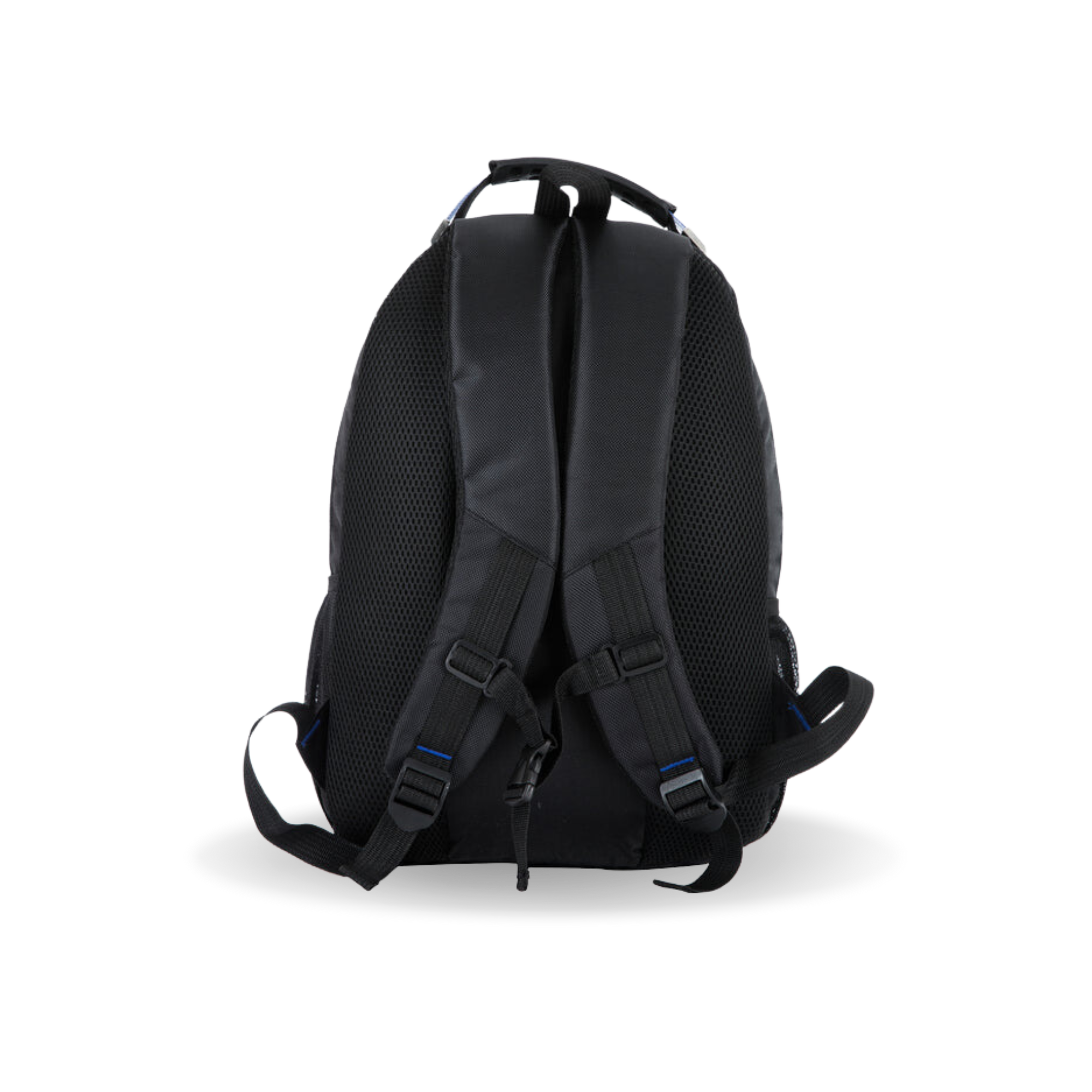 Black backpack on a white background