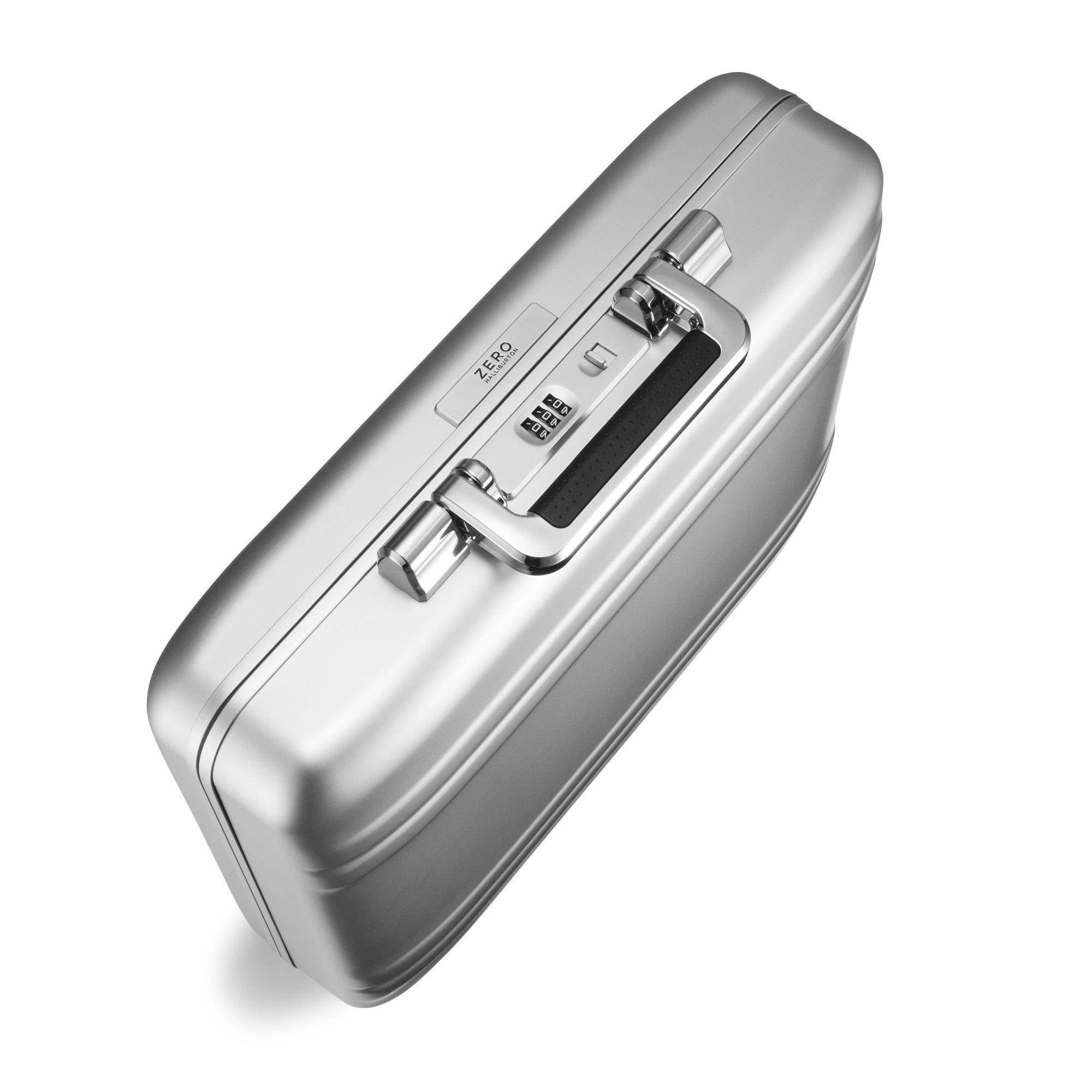Silver electronic device with digital display on a white background