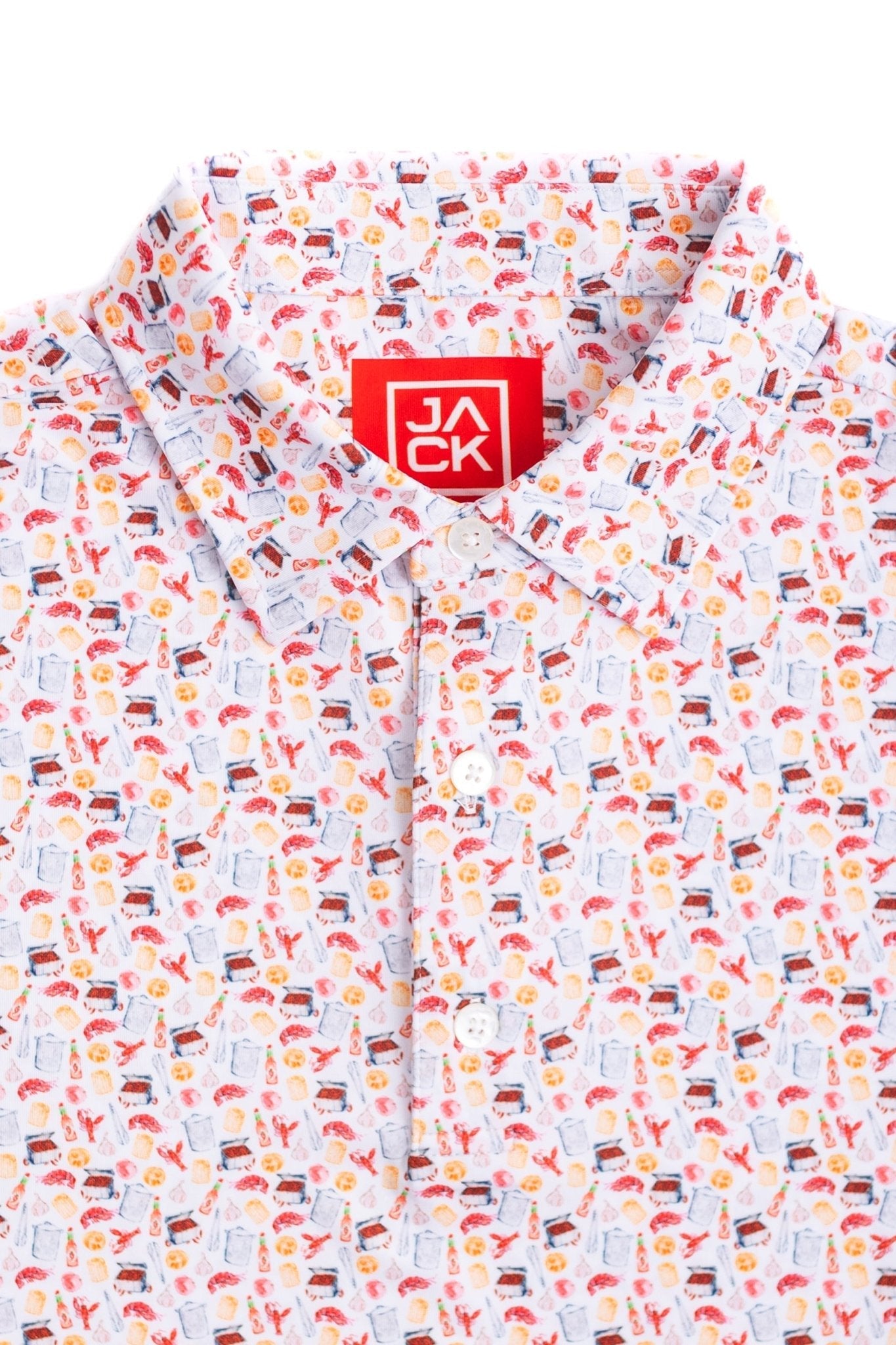 Children's onesie with colorful pattern and visible brand logo on a white background