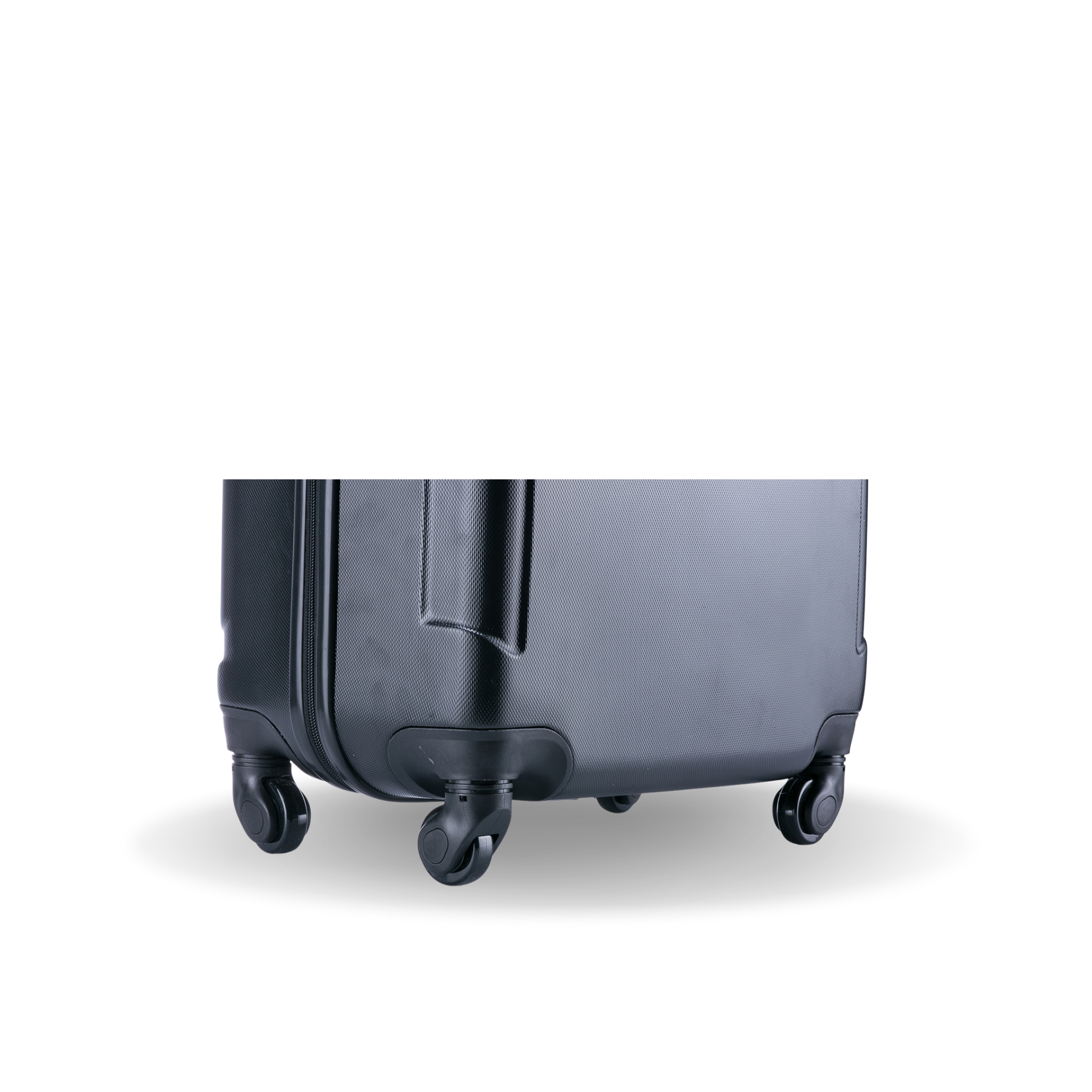 Black suitcase with wheels on a white background