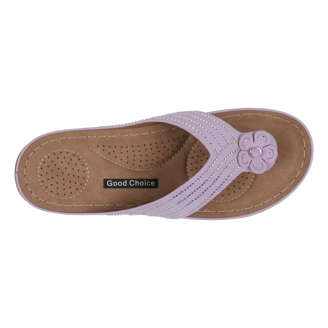 Flip-flop sandal with a flower design on a white background