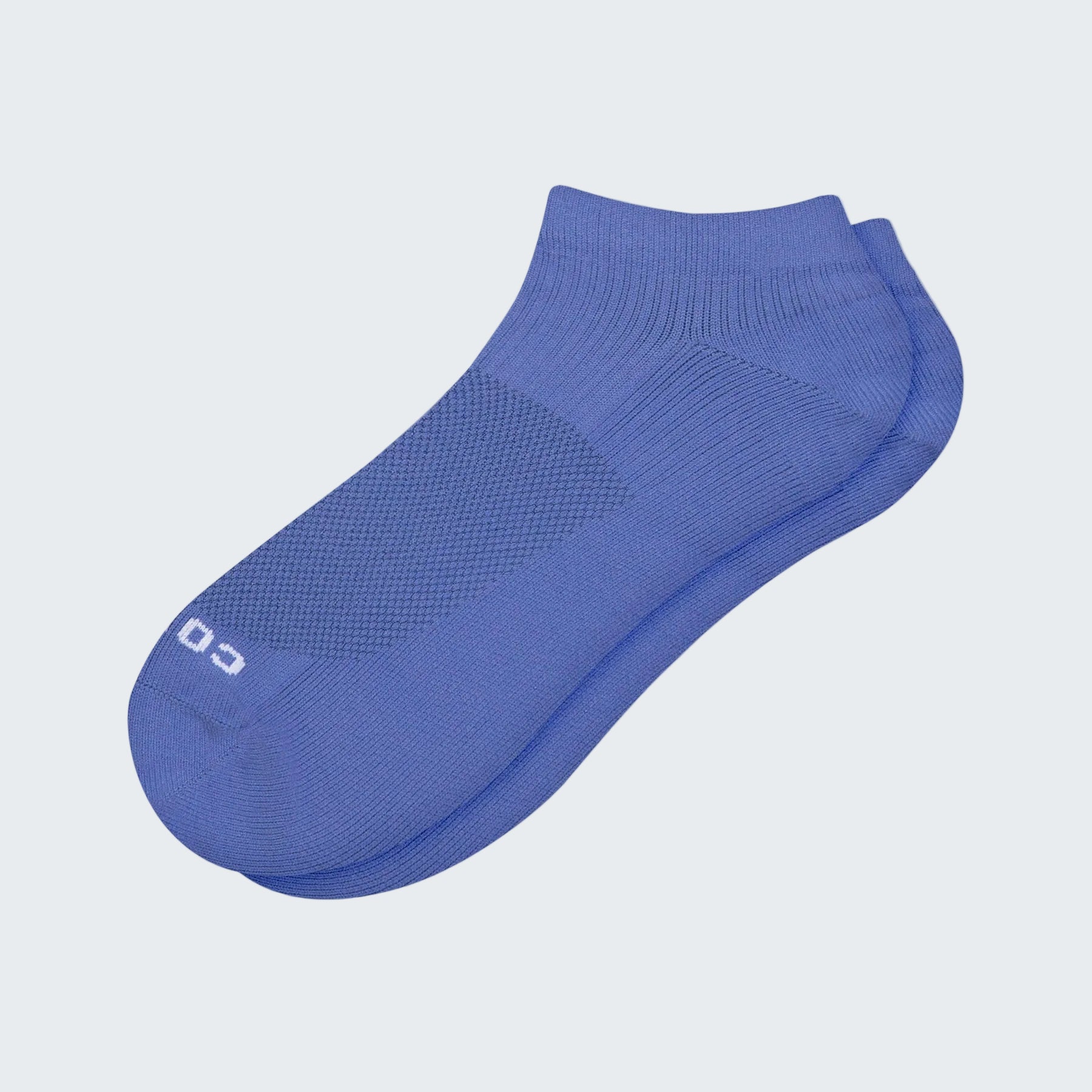 Blue ankle sock on a white background