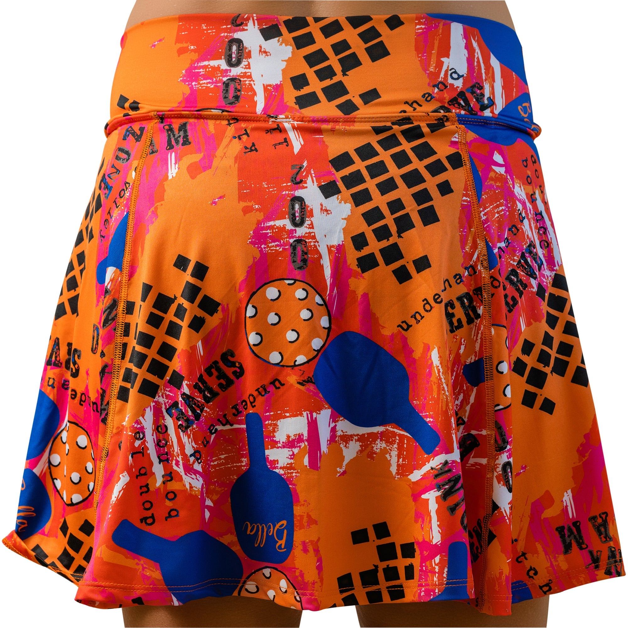 Colorful skirt with abstract patterns on a white background