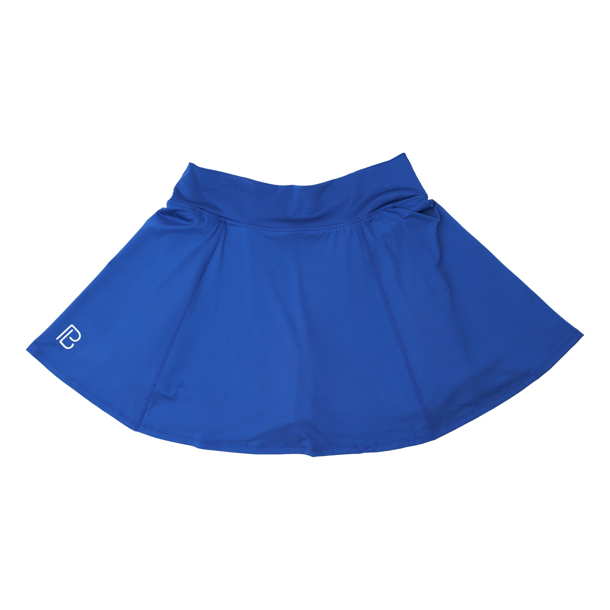 Blue skirt with a brand logo on a white background
