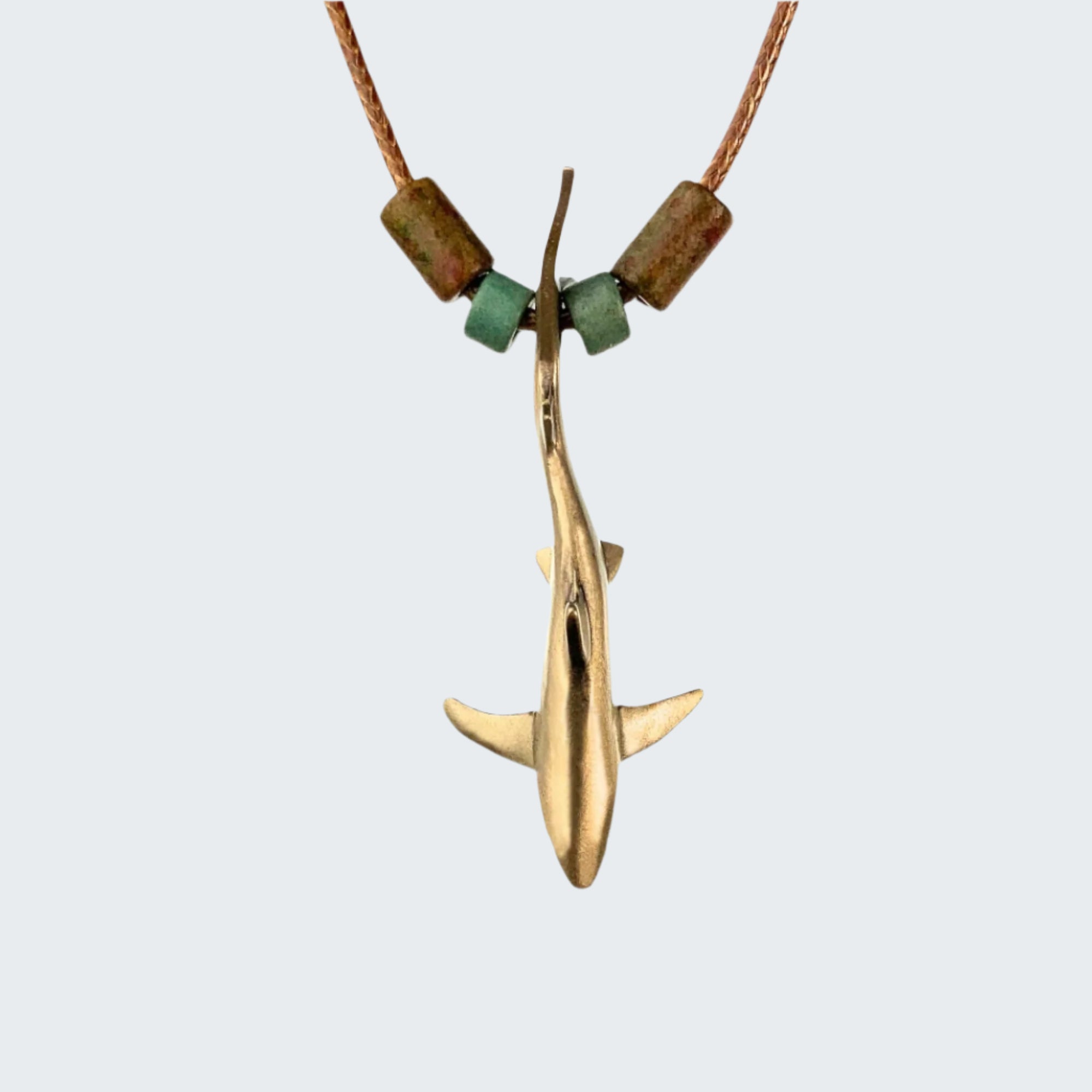 Bronze Blue Shark Pendant Necklace