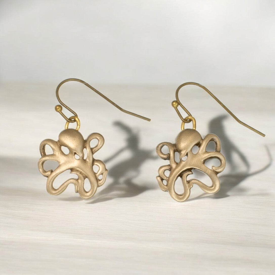 Bronze Octopus Dangle Earrings