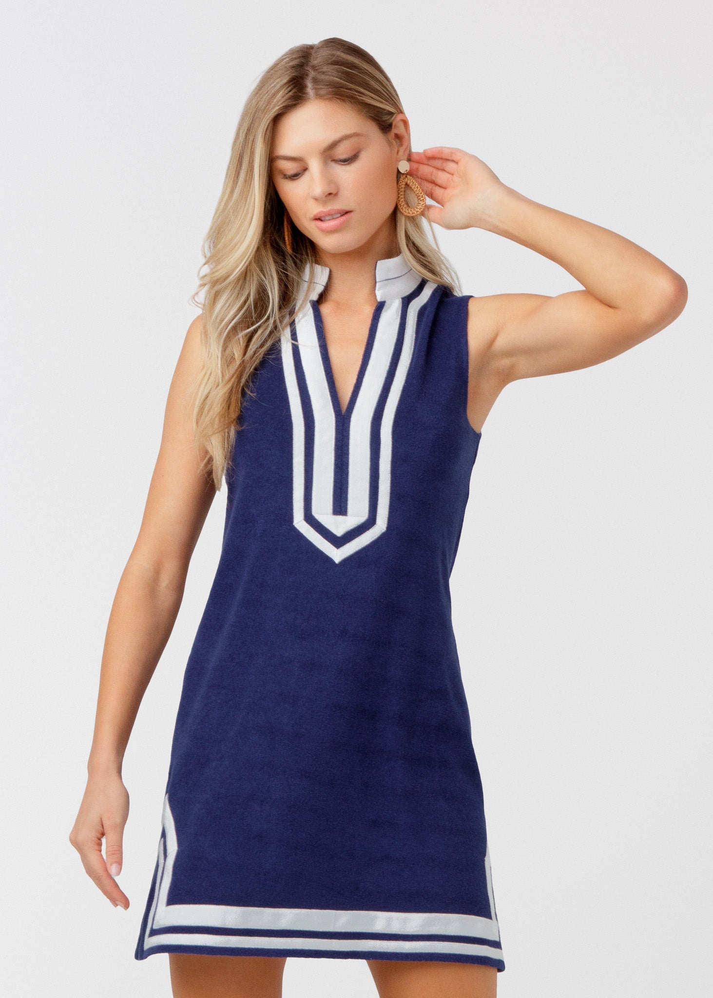 Cabana Life Navy/White Sleeveless Terry Tunic