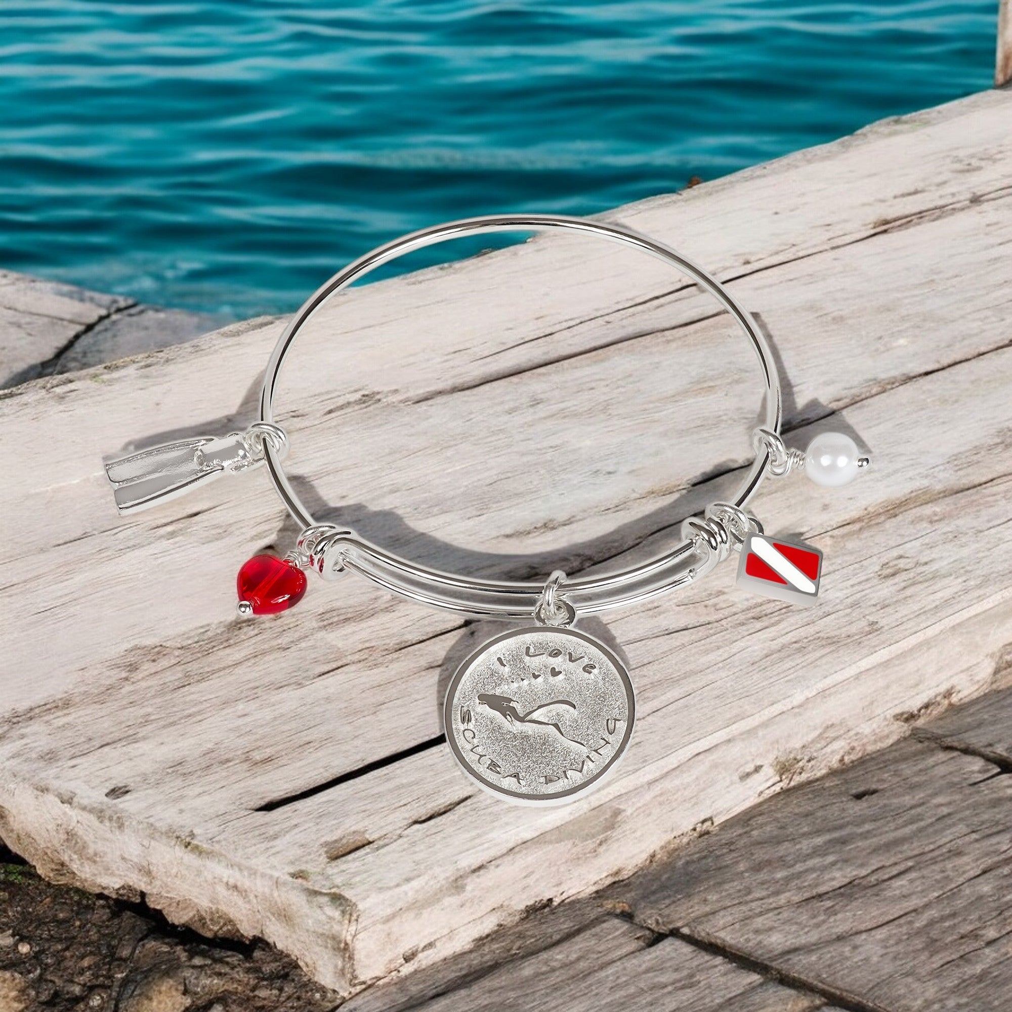 I Love Scuba Diving Charm Bracelet