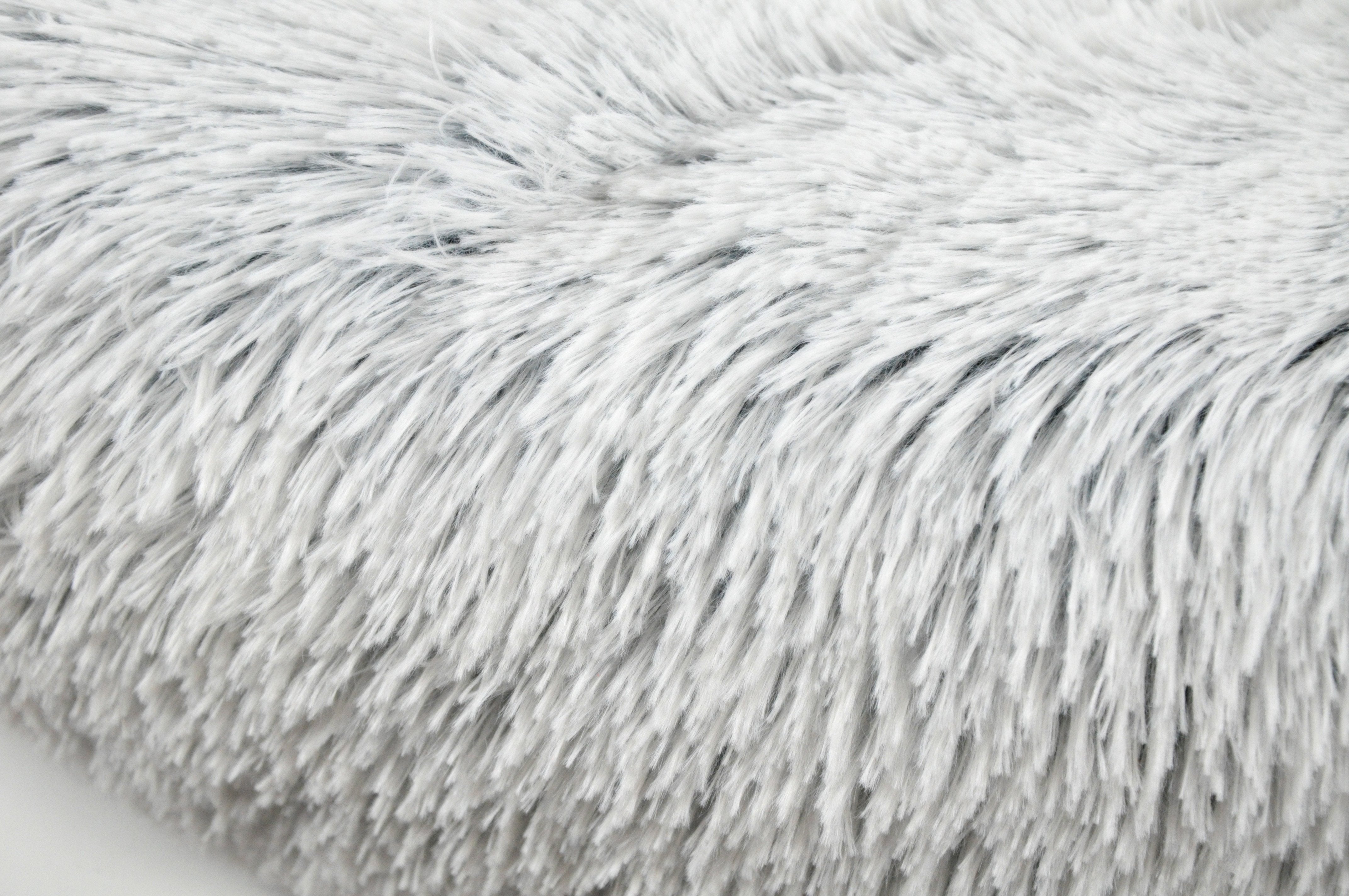 Close-up of gray fluffy fabric texture