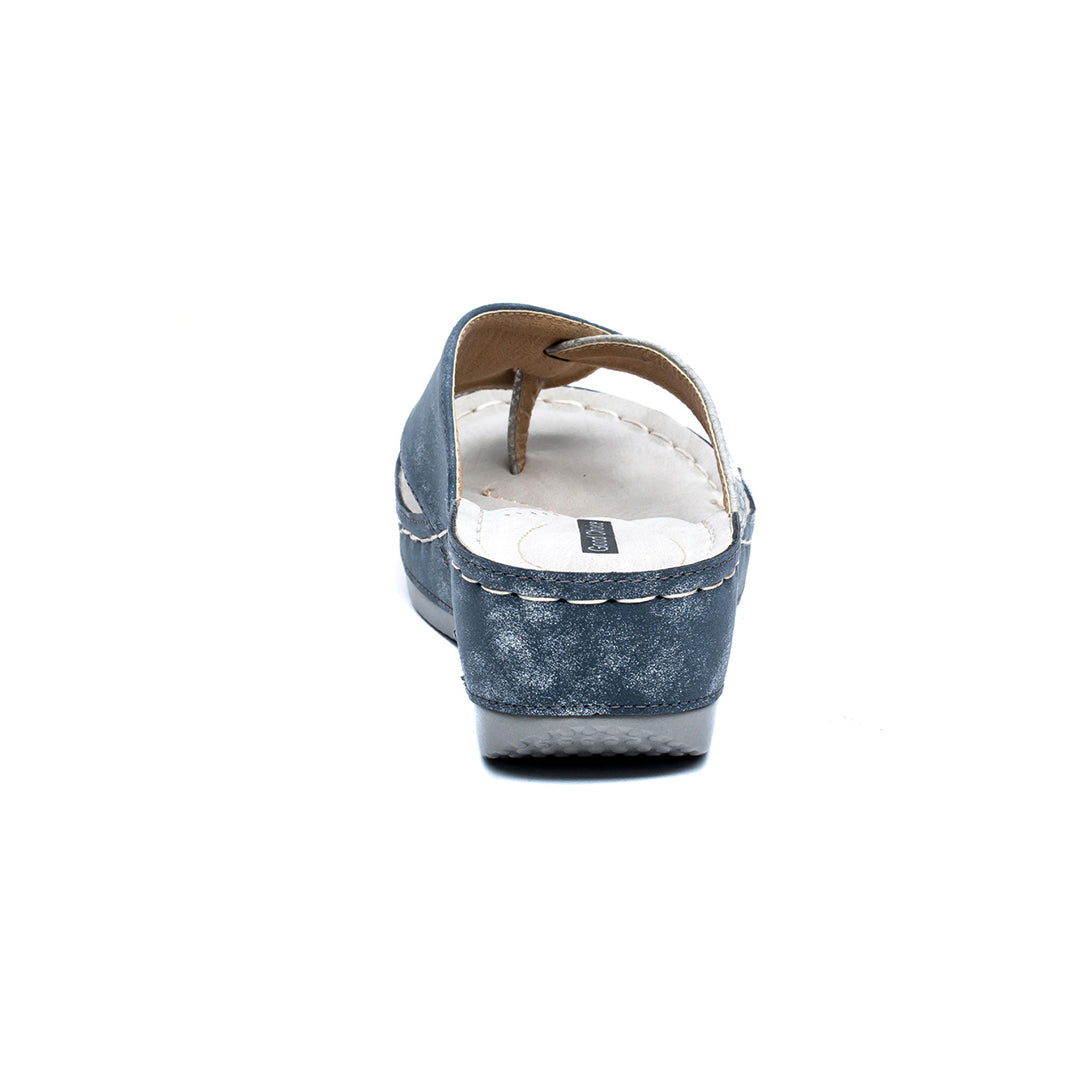 Blue sandal with white sole on a white background