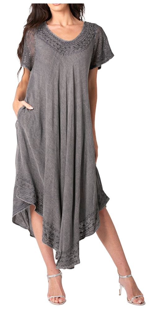 Sakkas Cap Sleeve Caftan Dress / Cover Up