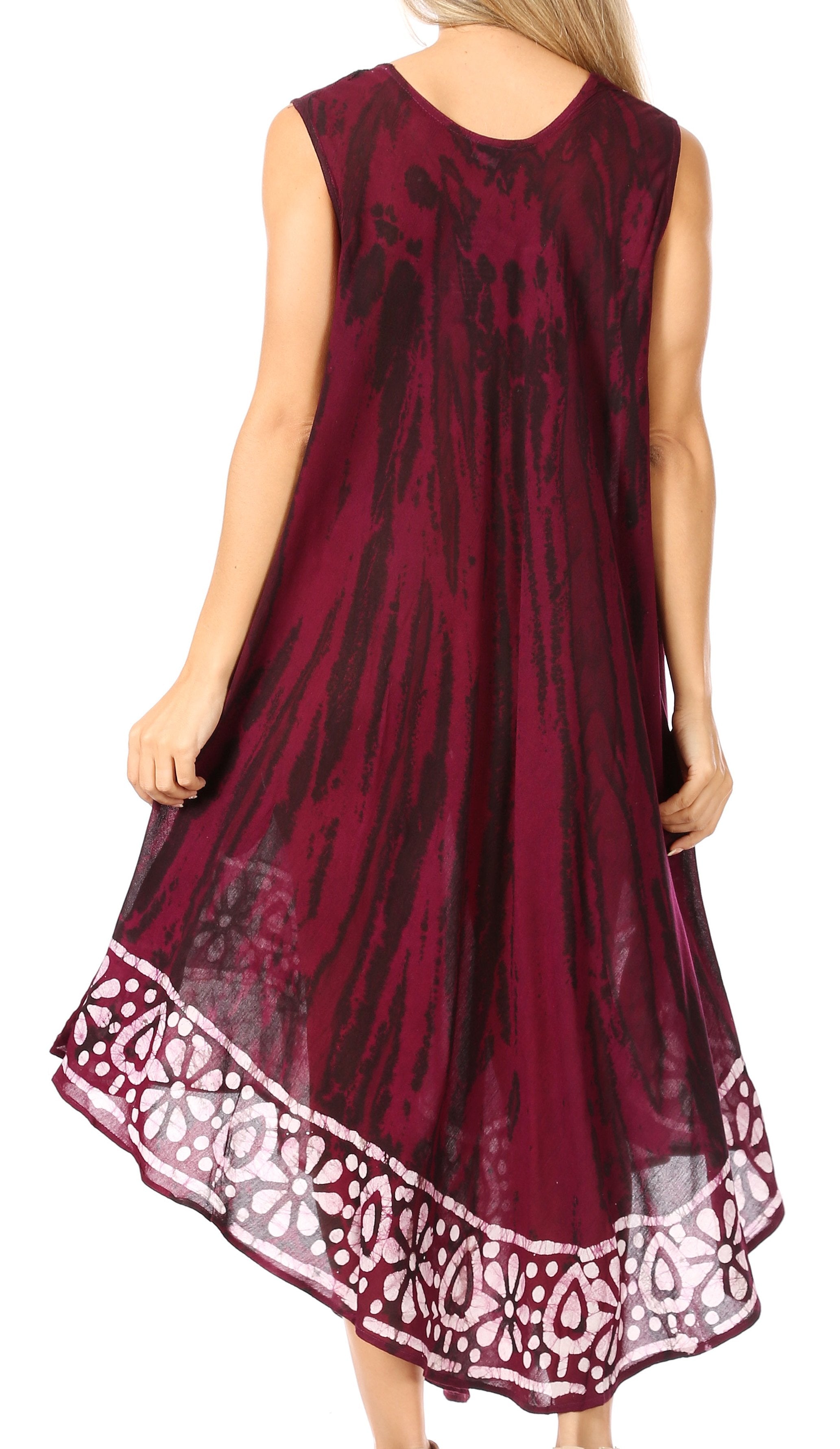 Maroon dress with lace trim on a white background