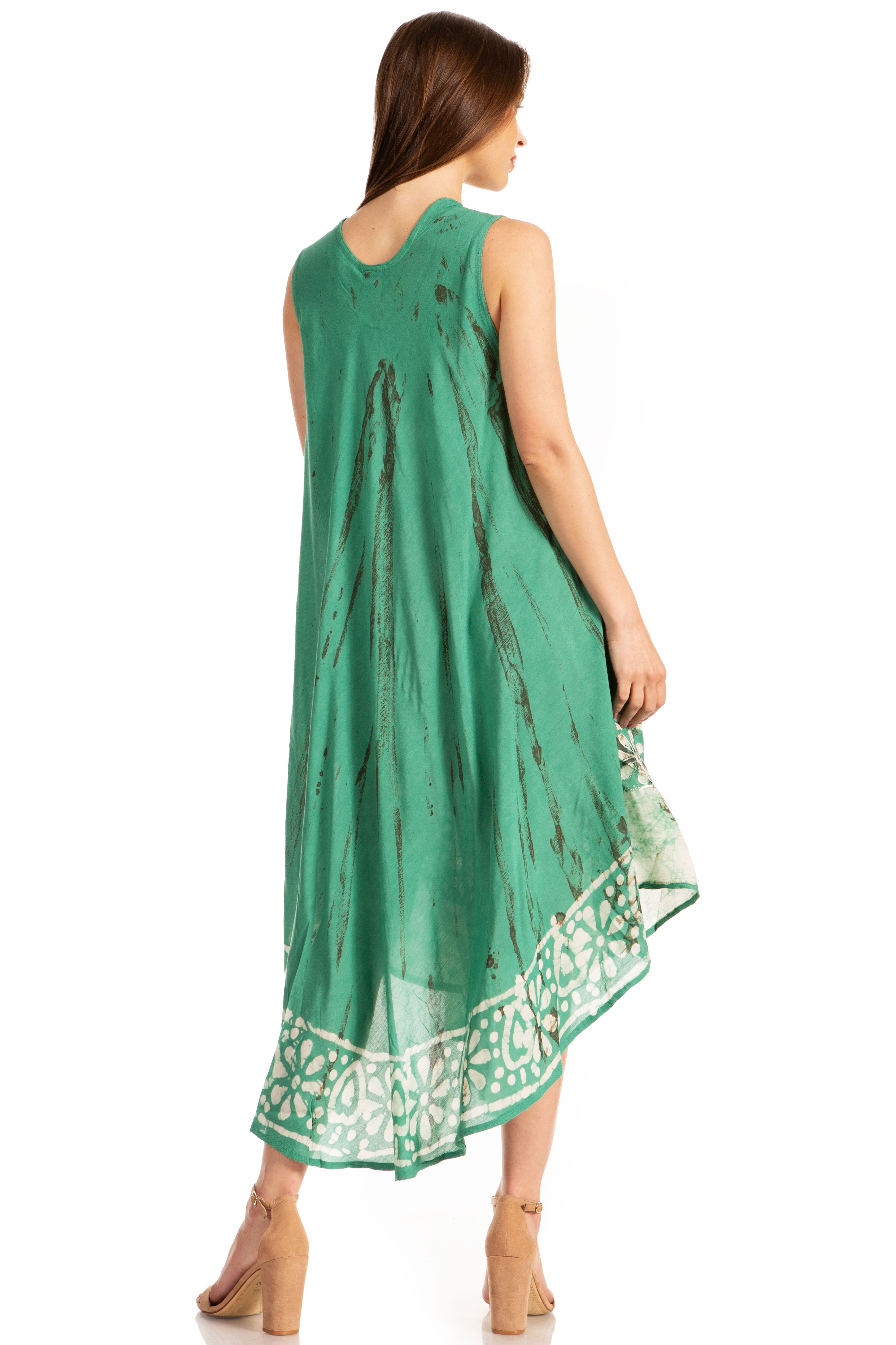 Green dress with lace details on a white background