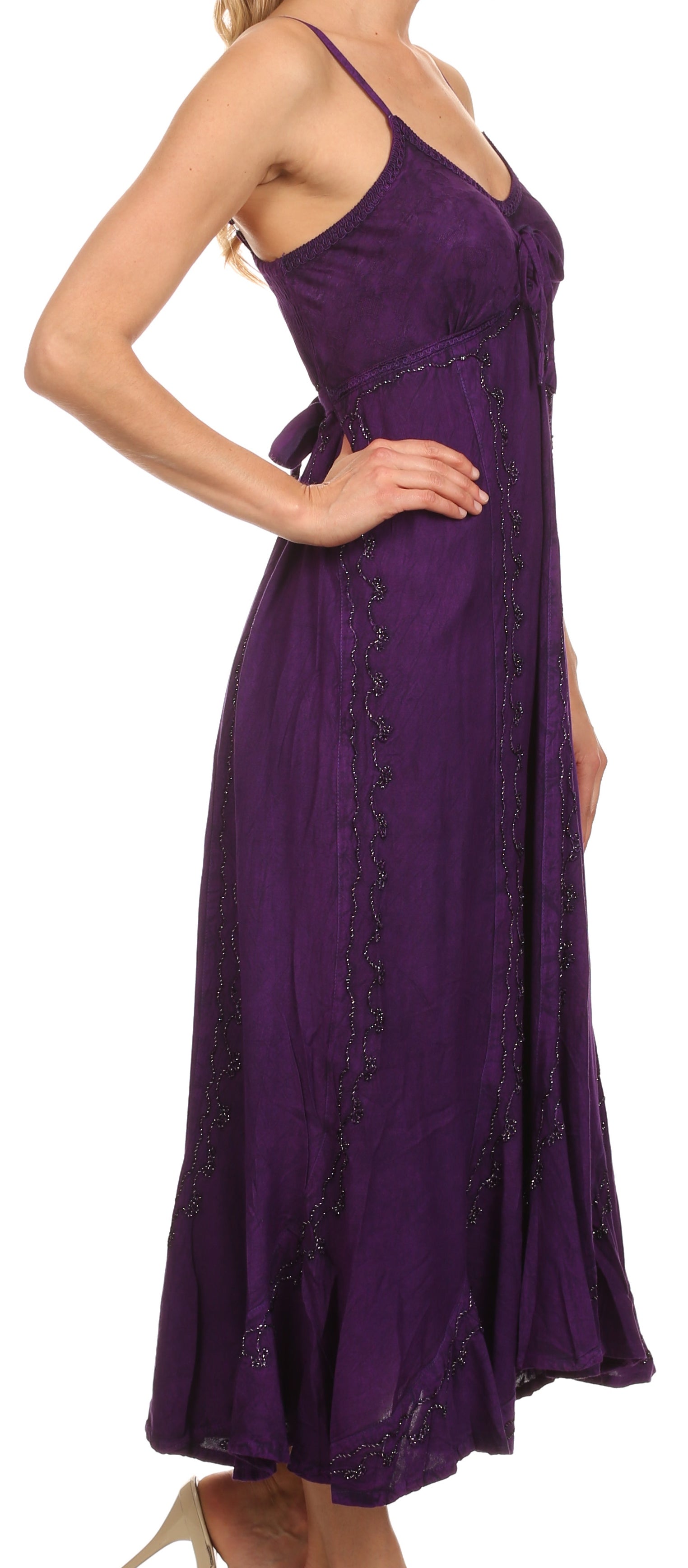 Purple evening gown on a white background