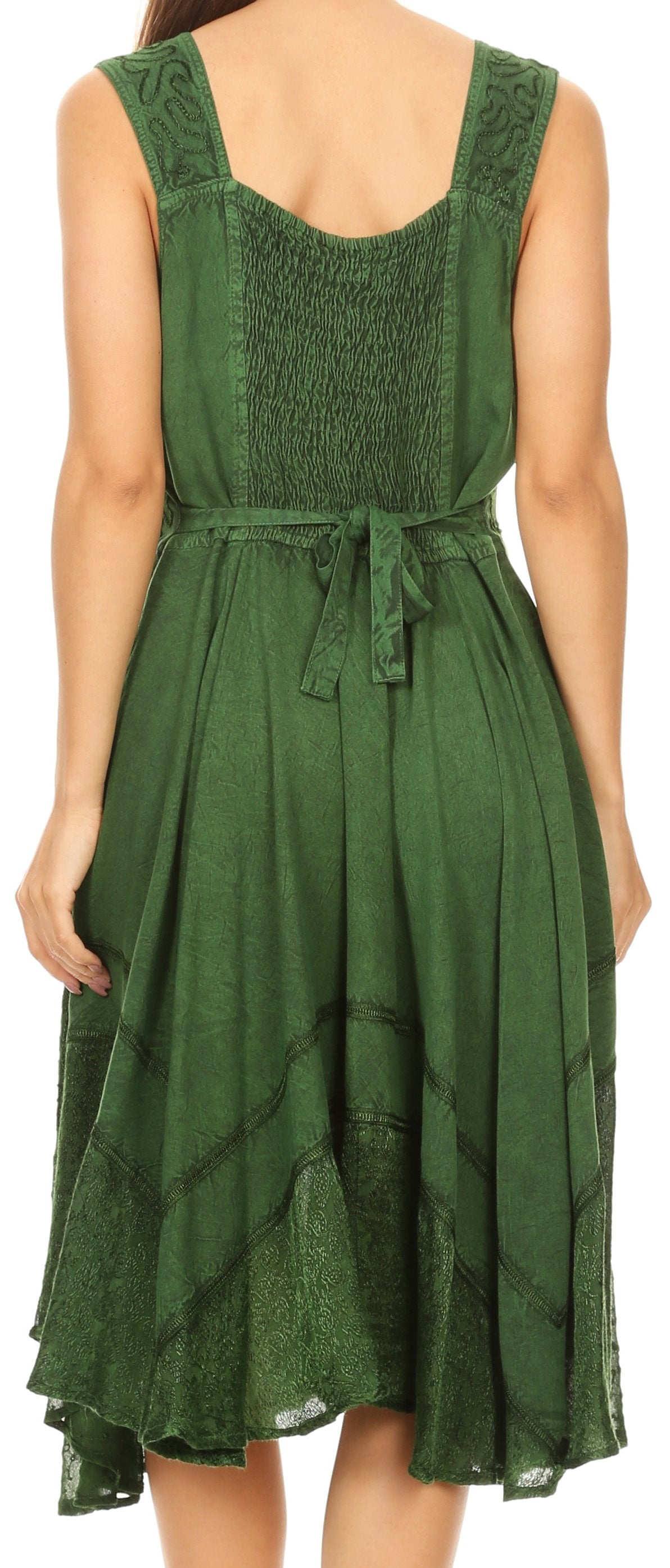 Green dress with lace details on a white background
