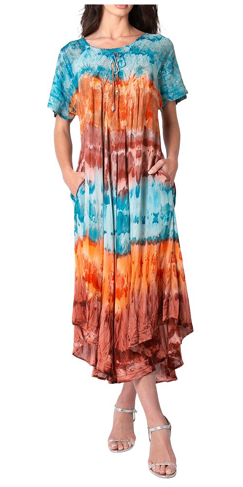 Sakkas Sula Tie-Dye Embroidered Sundress