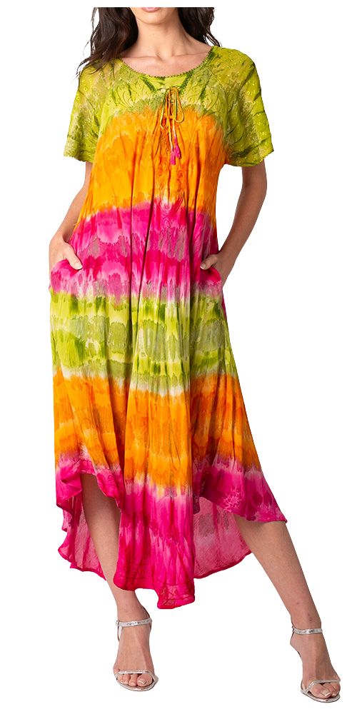 Sakkas Sula Tie-Dye Embroidered Sundress