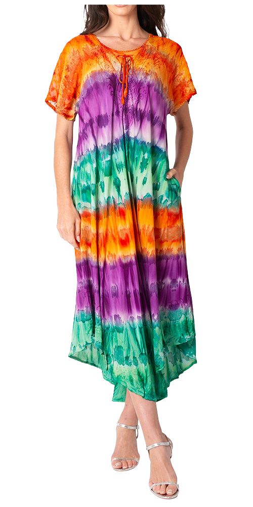 Sakkas Sula Tie-Dye Embroidered Sundress