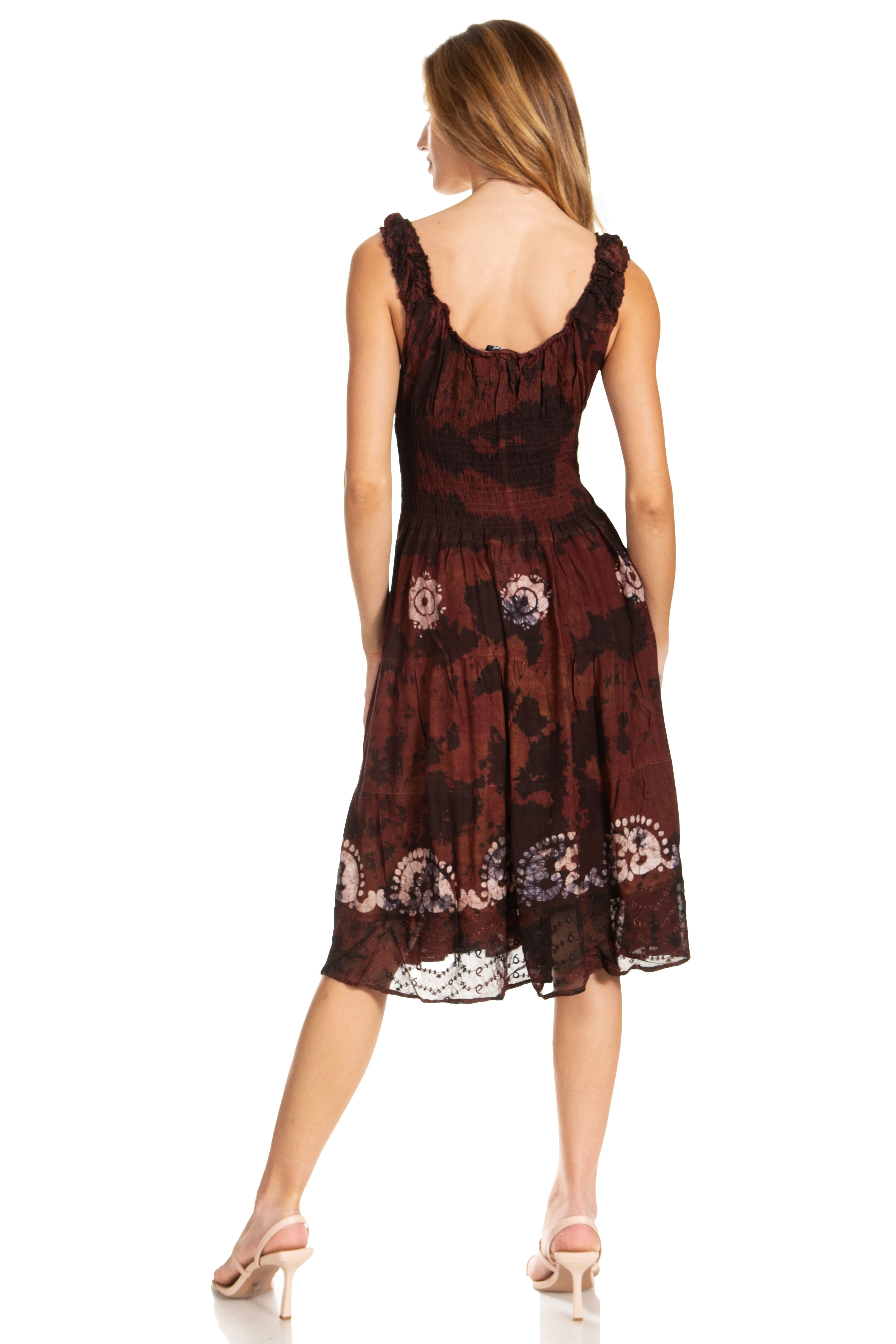 Woman wearing a floral dress on a white background