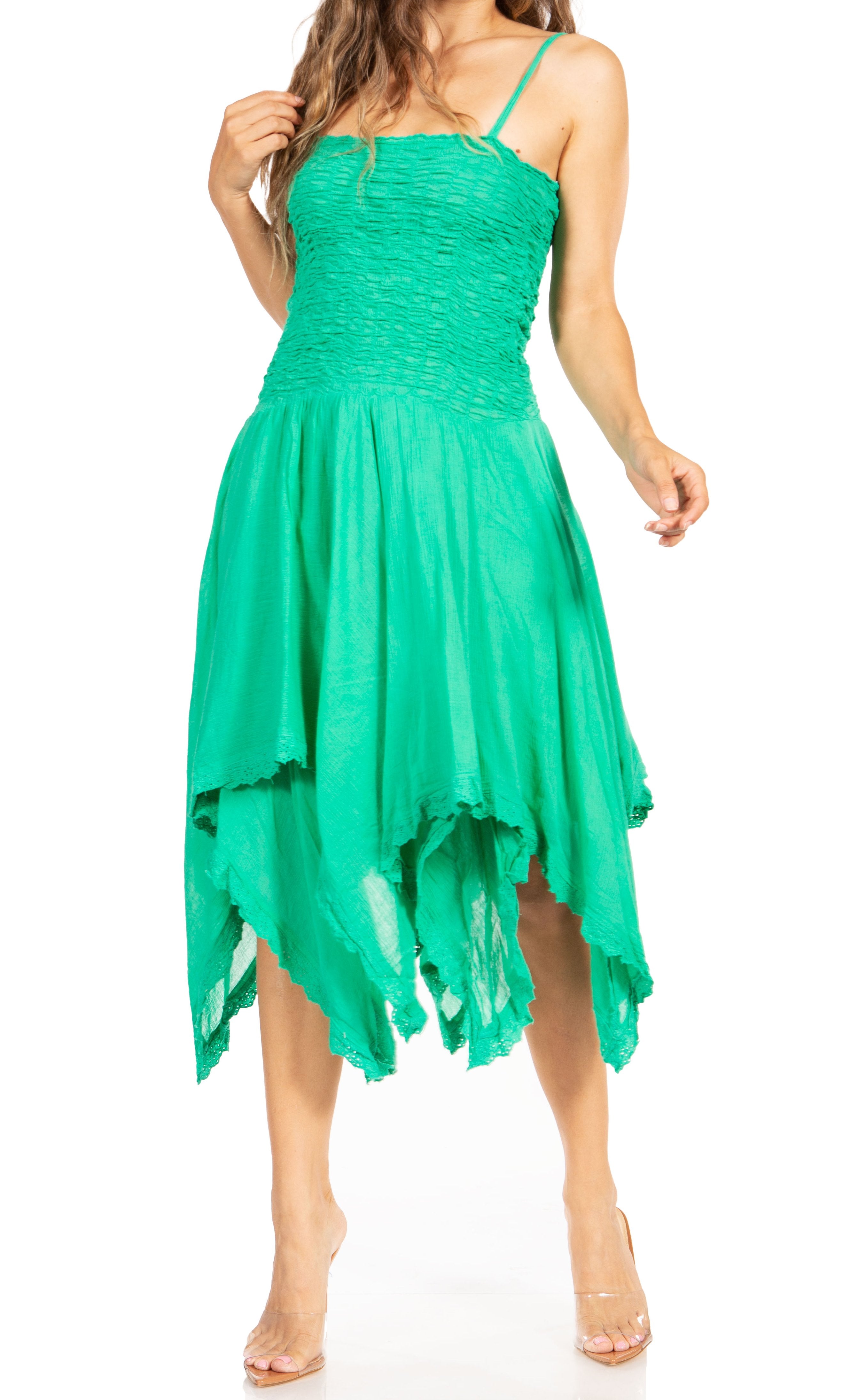 Green dress with a white background
