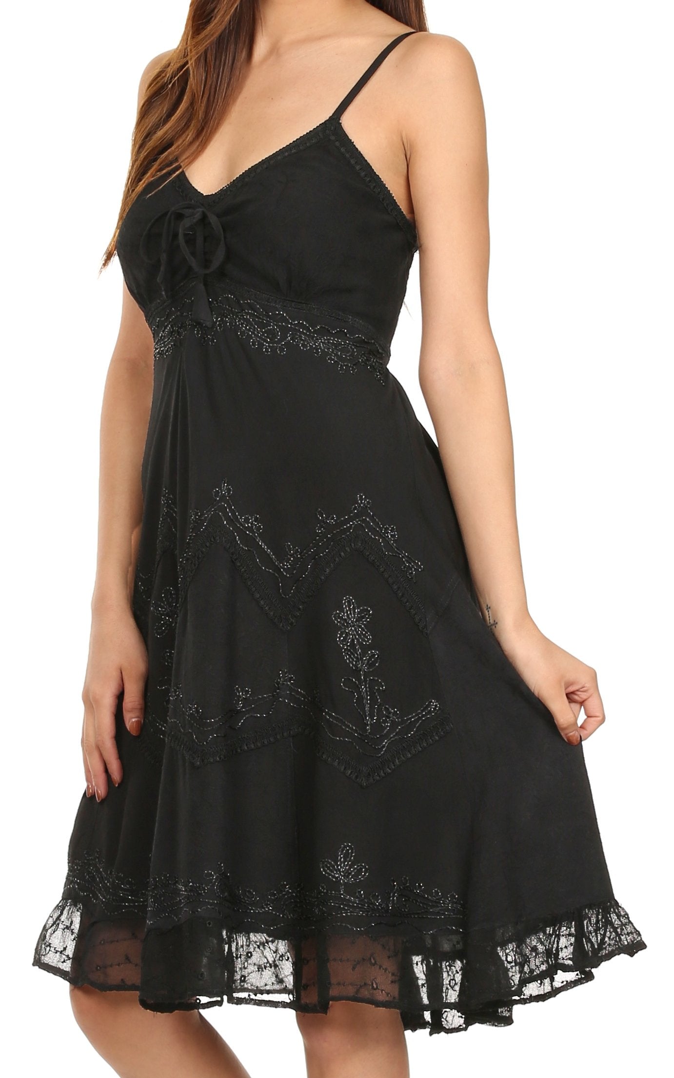 Black lace dress on a white background