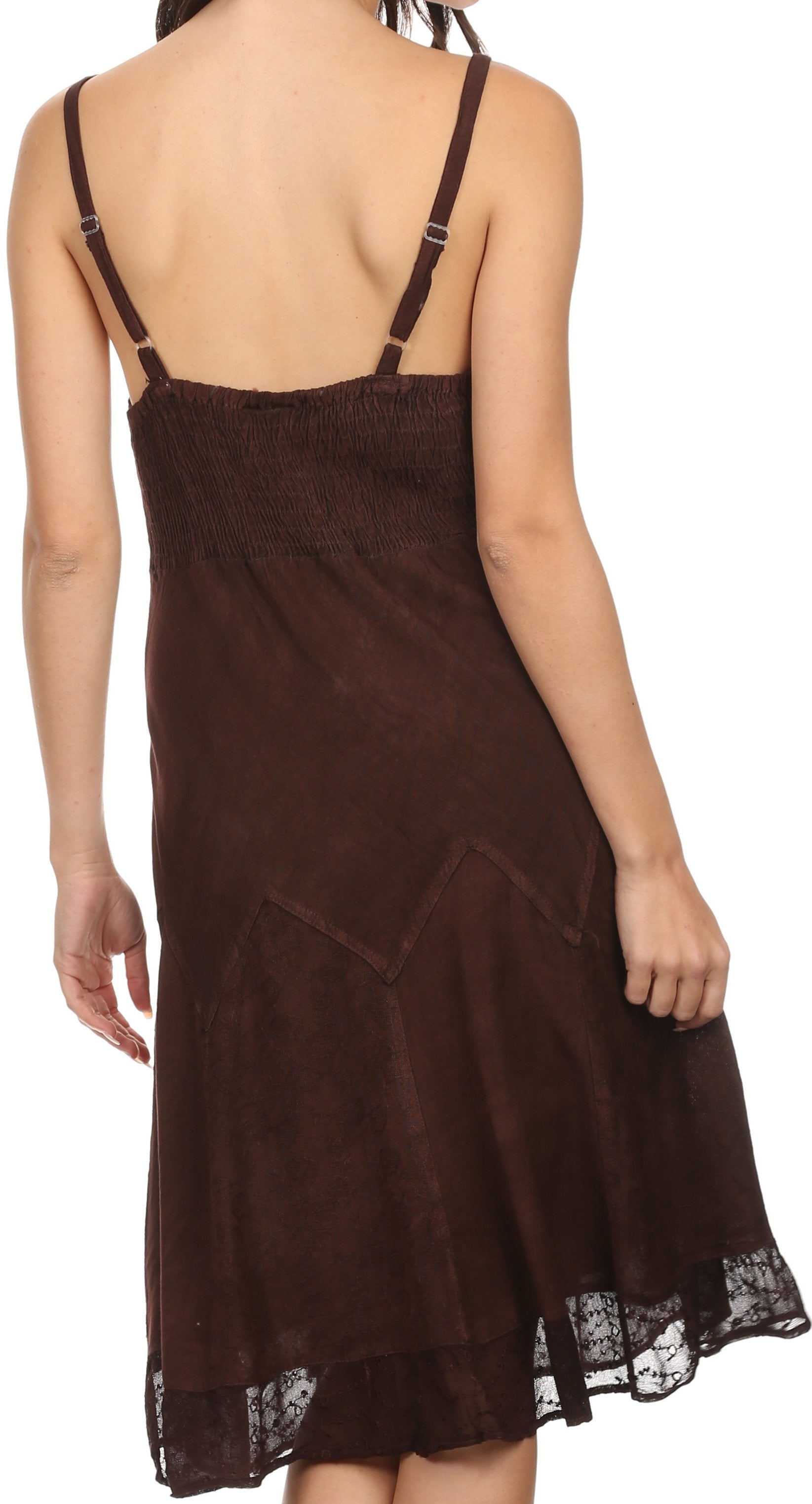 Brown dress with thin straps on a white background