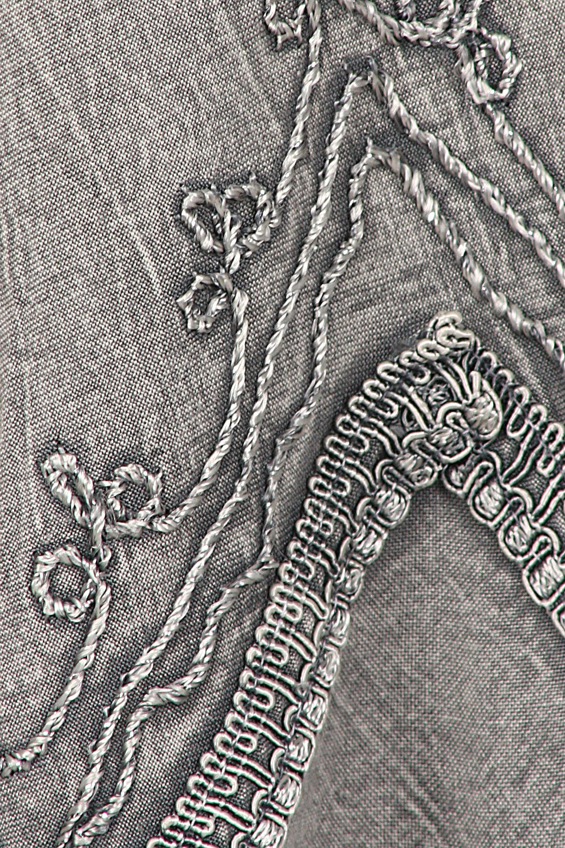 Close-up of intricate embroidery on fabric