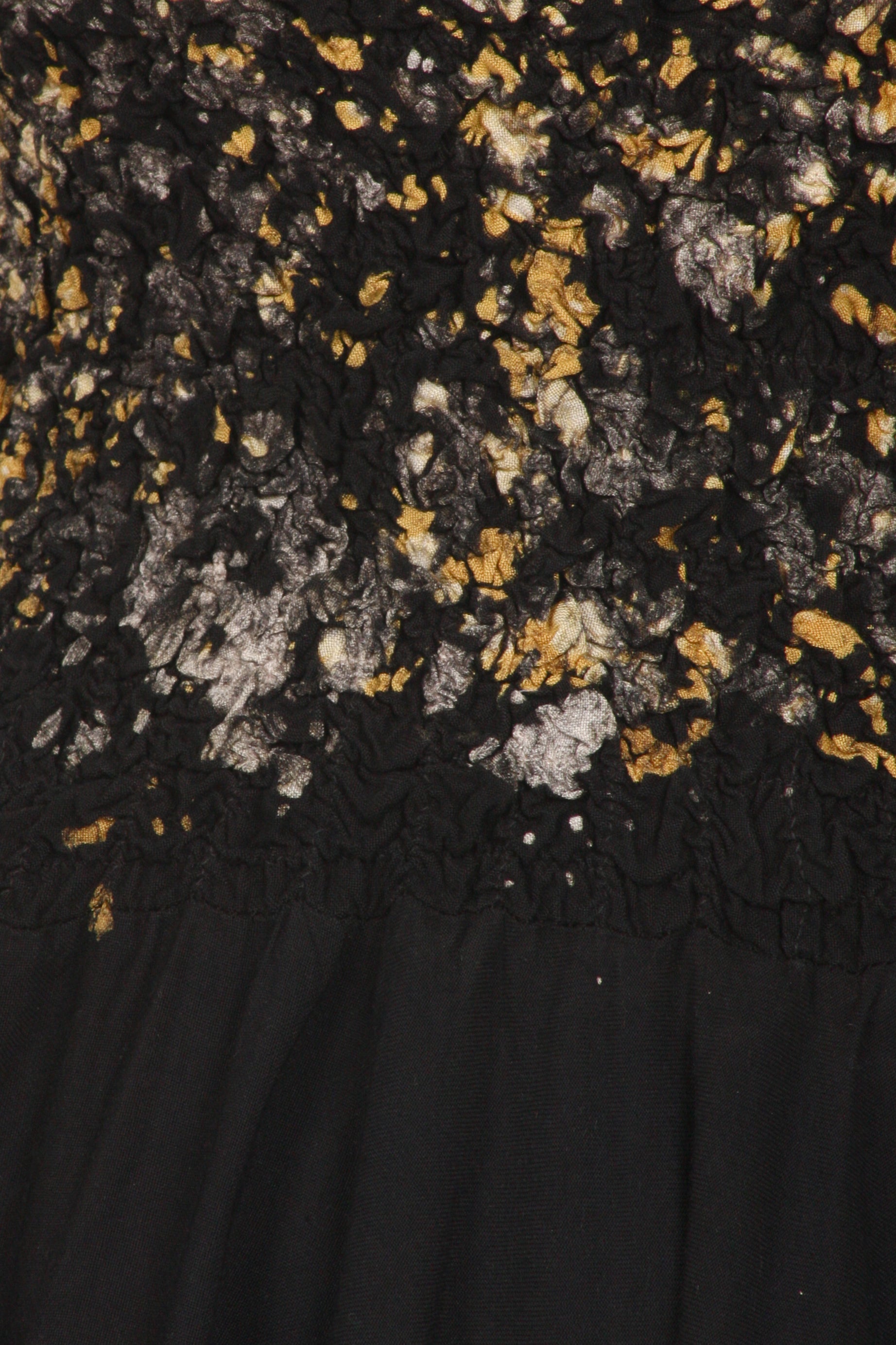 Black dress with floral pattern and smocked waist