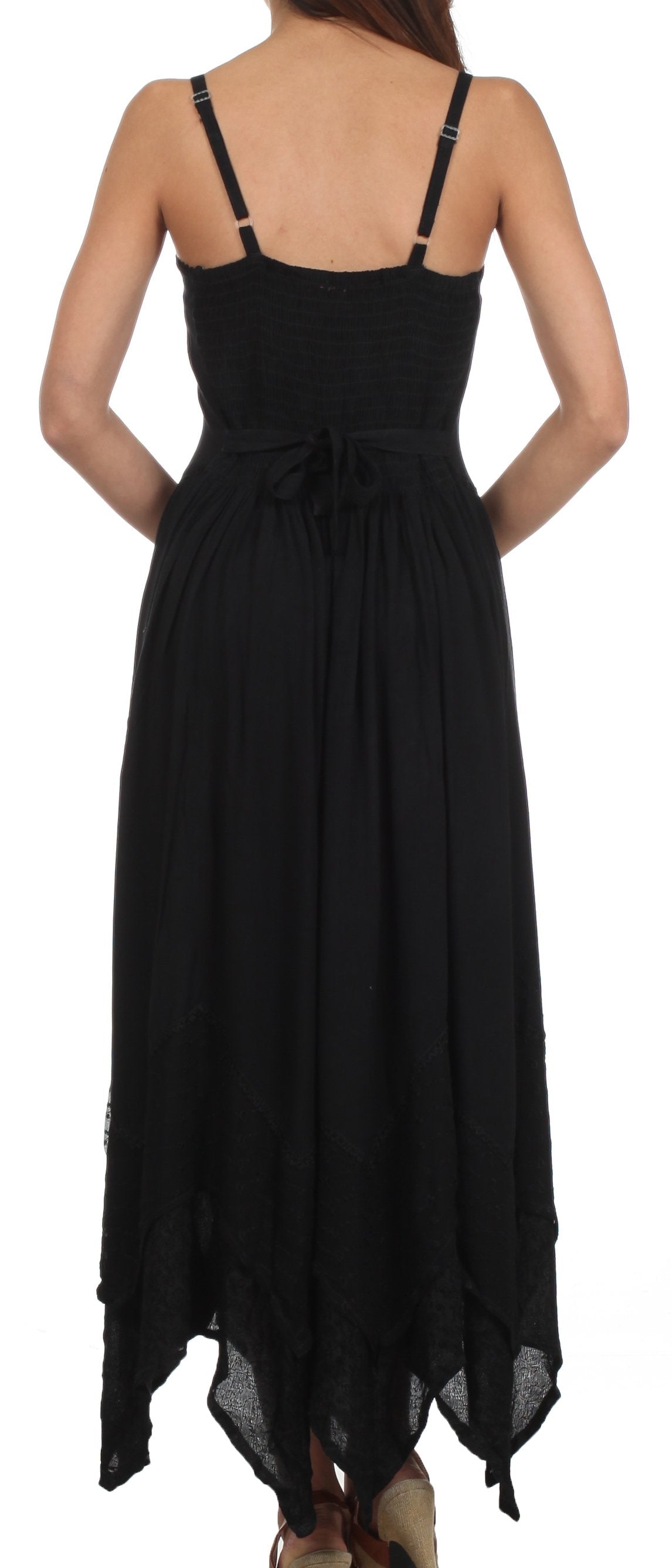 Black dress with thin straps on a white background