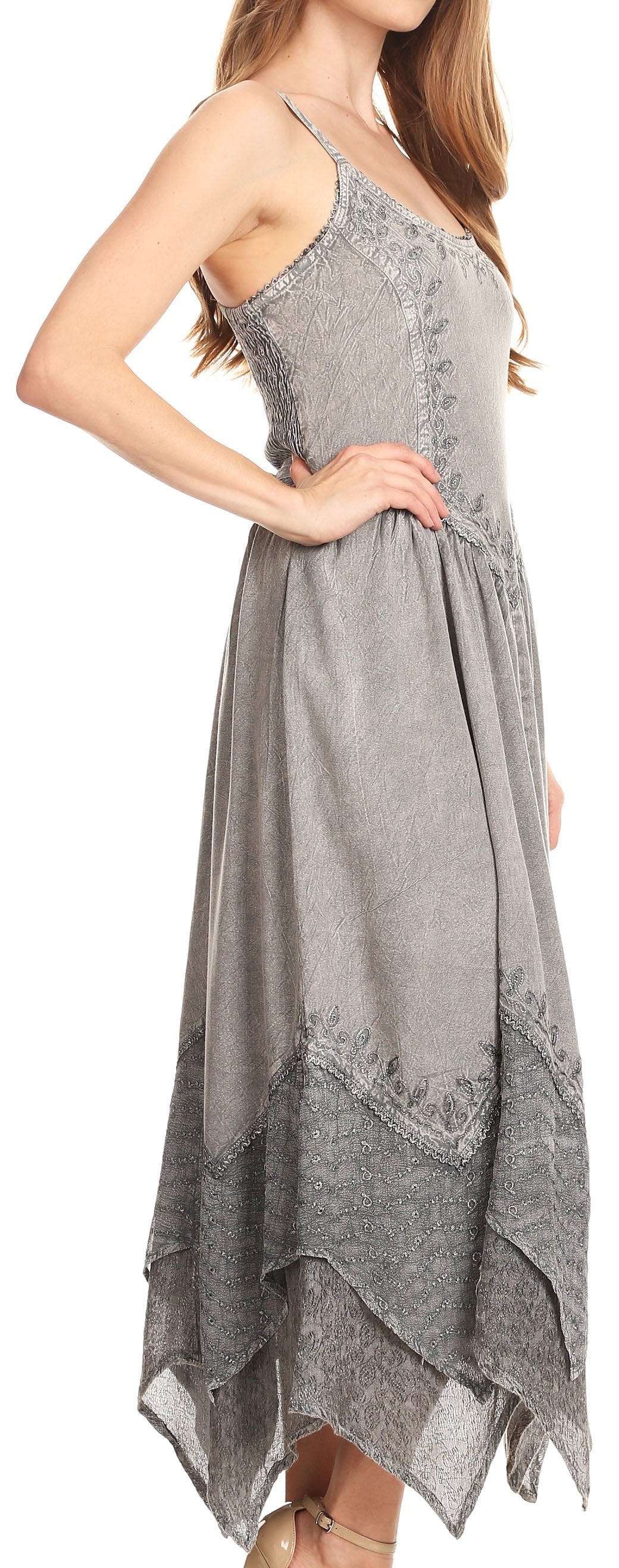 Gray dress with lace details on a white background