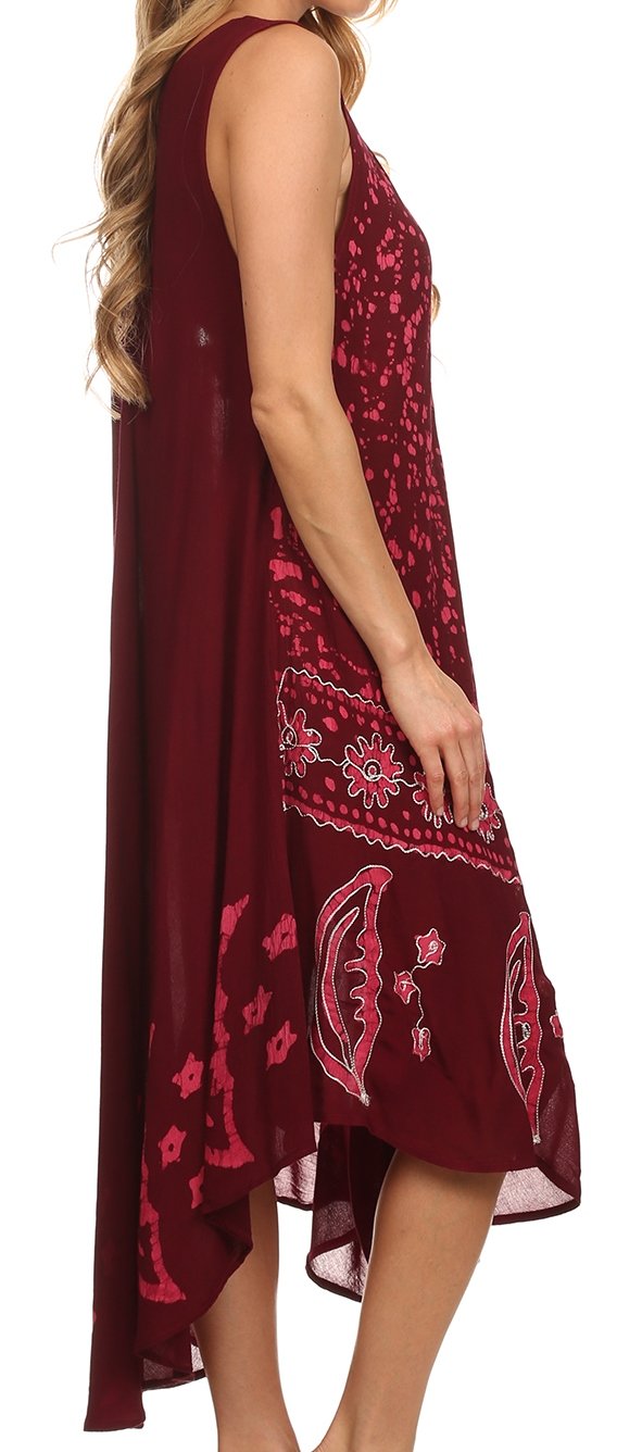 Red dress with pink floral patterns on a white background