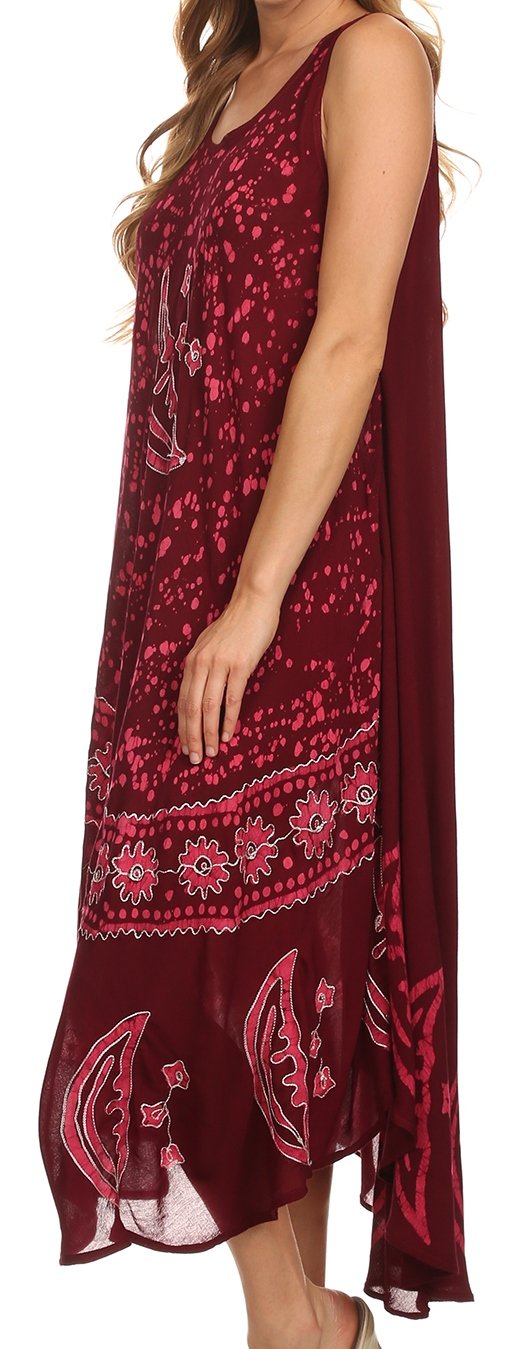Red patterned dress with a hood on a white background